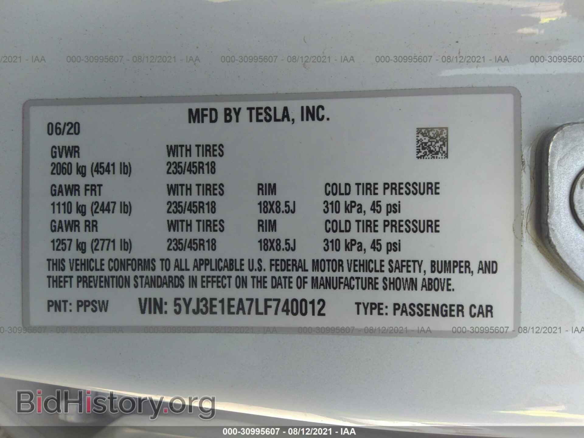 2020 TESLA MODEL 3 - VIN: 5YJ3E1EA7LF740012 - Фото 9