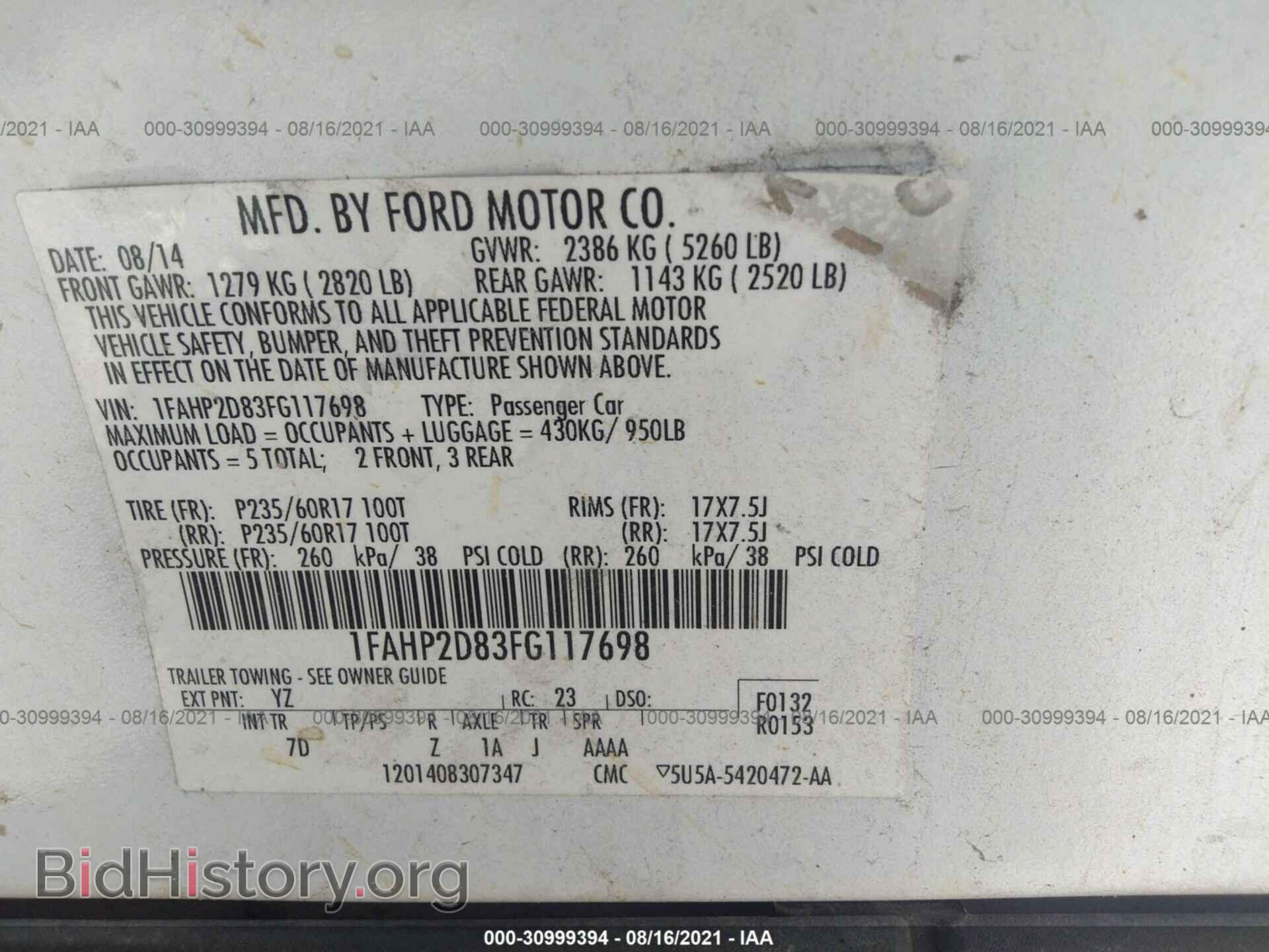 2015 FORD TAURUS - VIN: 1FAHP2D83FG117698 - Photo 9