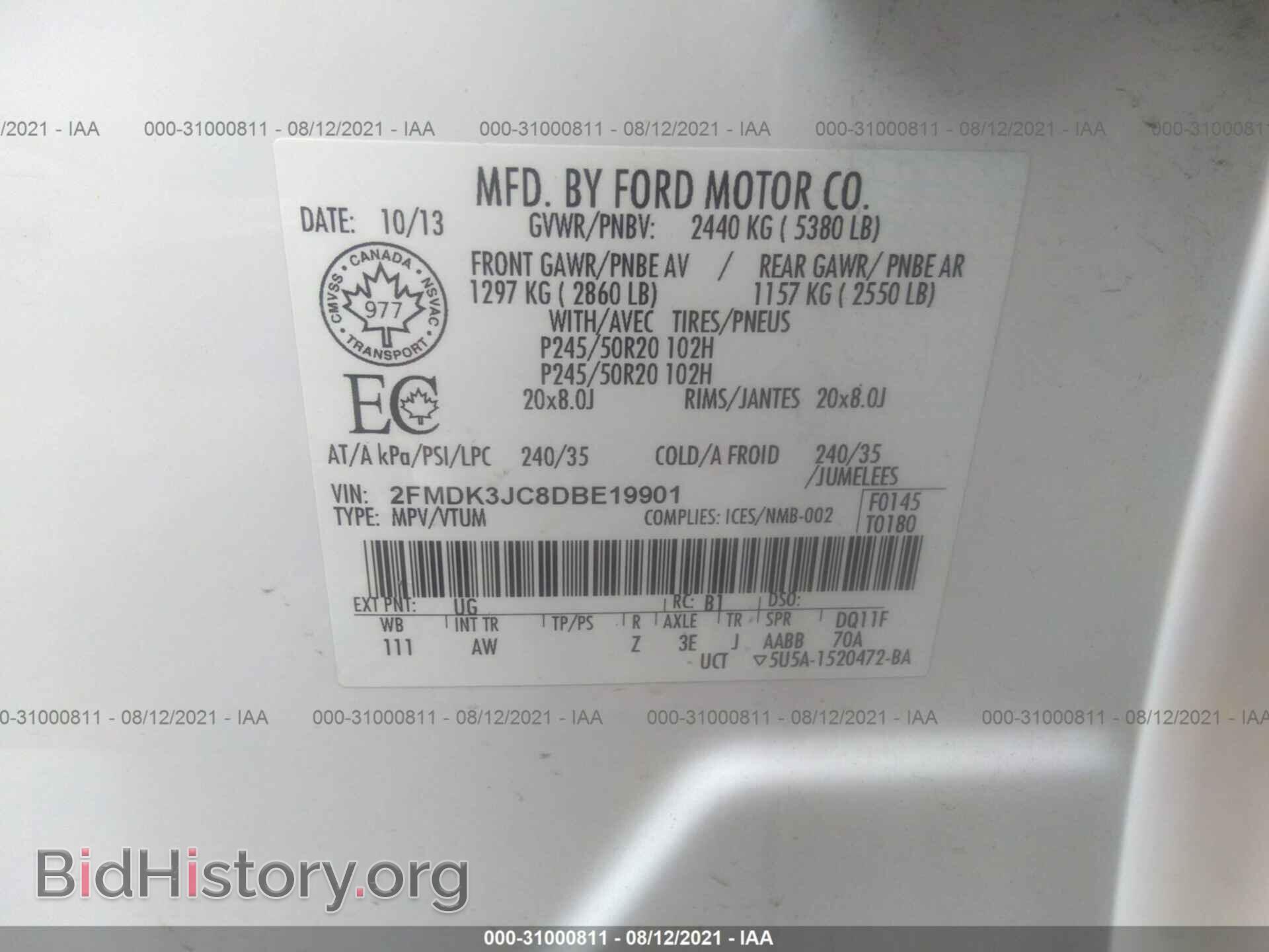 2013 FORD EDGE - VIN: 2FMDK3JC8DBE19901 - Photo 9
