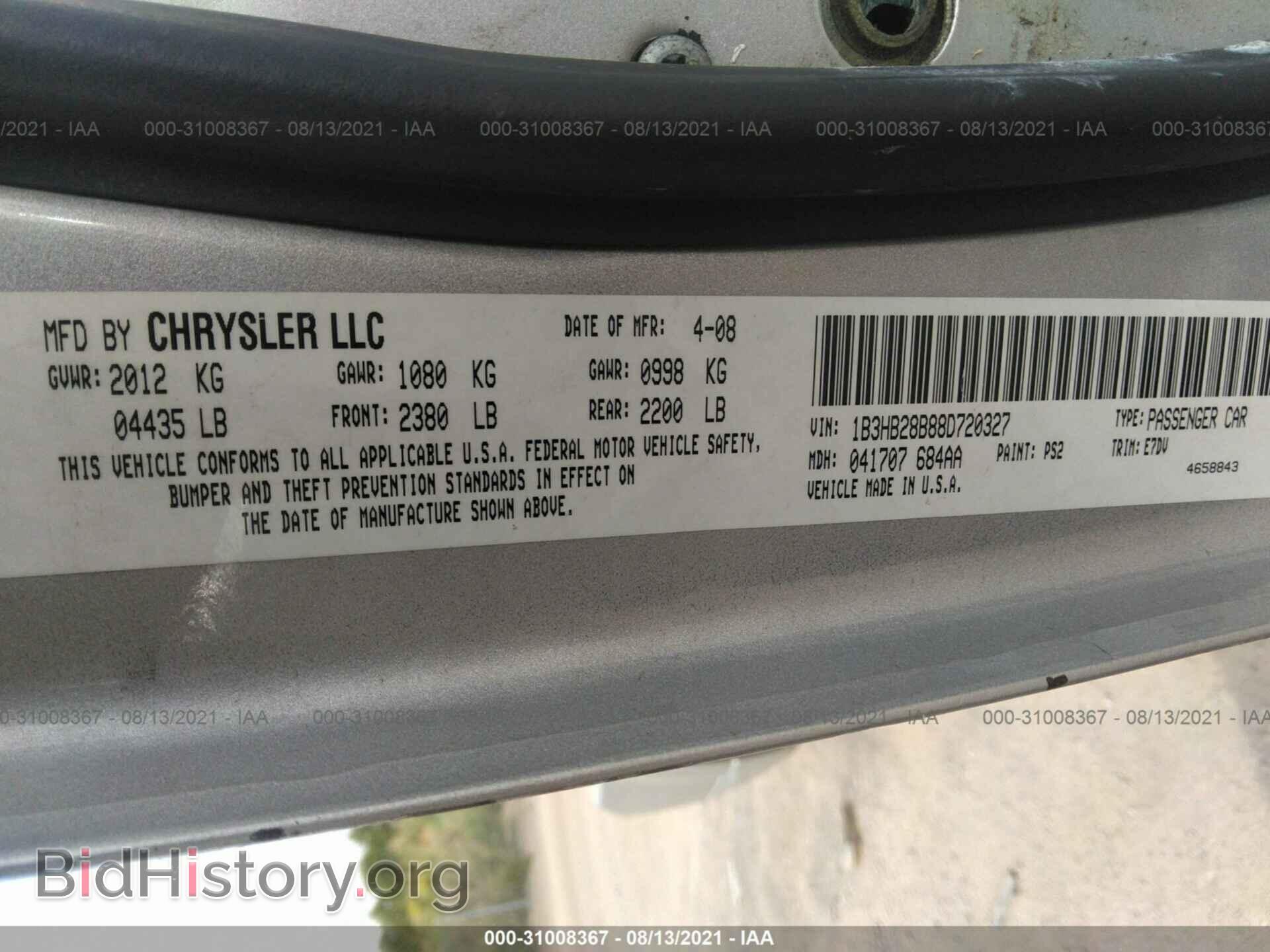 2008 DODGE CALIBER - VIN: 1B3HB28B88D720327 - Photo 9