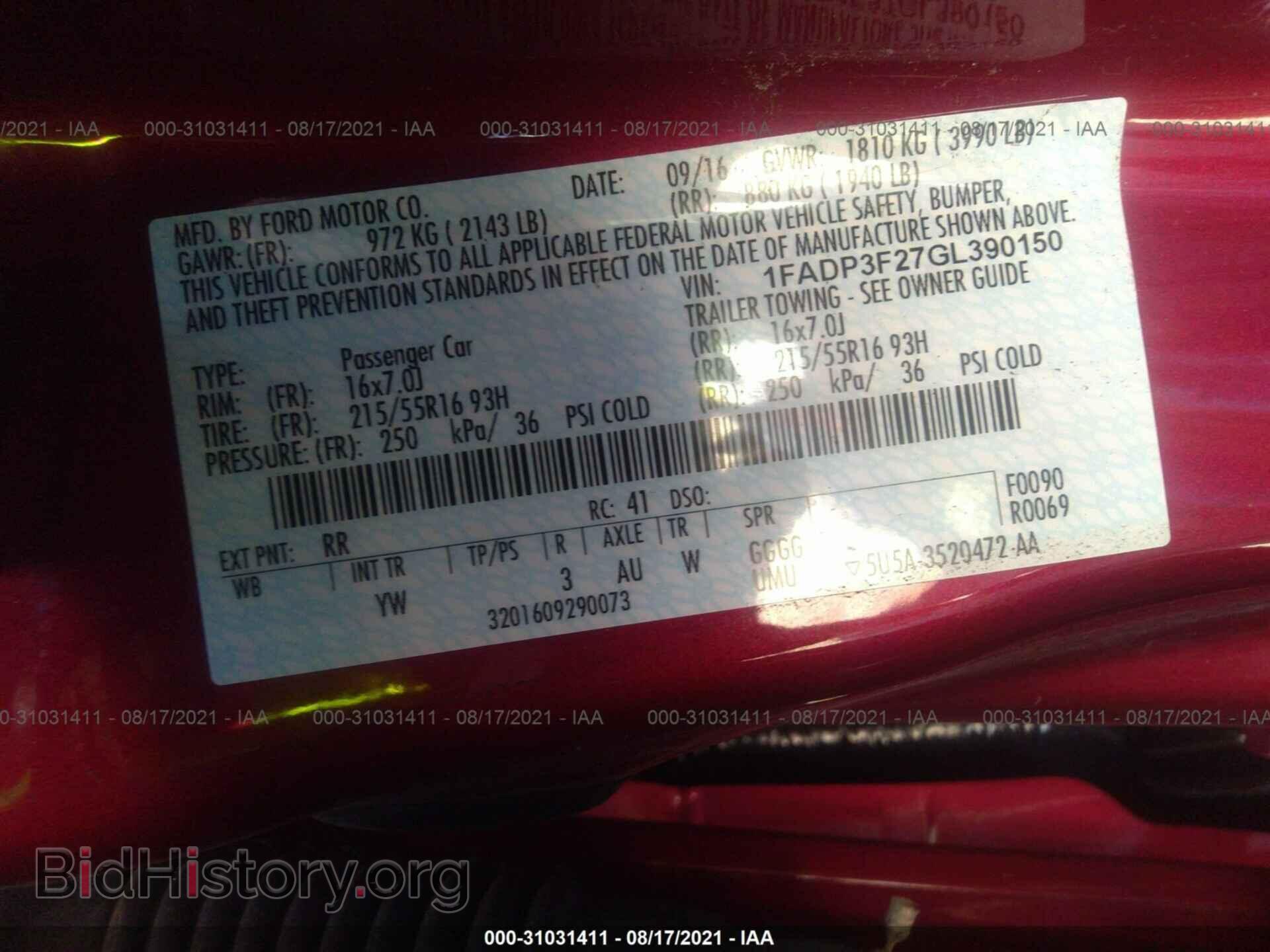 2016 FORD FOCUS - VIN: 1FADP3F27GL390150 - Фото 9