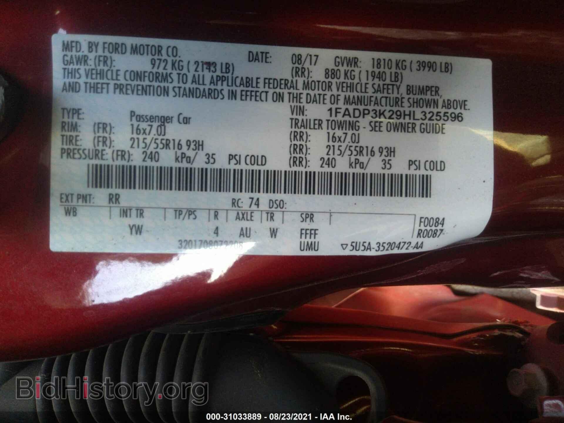 2017 FORD FOCUS - VIN: 1FADP3K29HL325596 - Фото 9