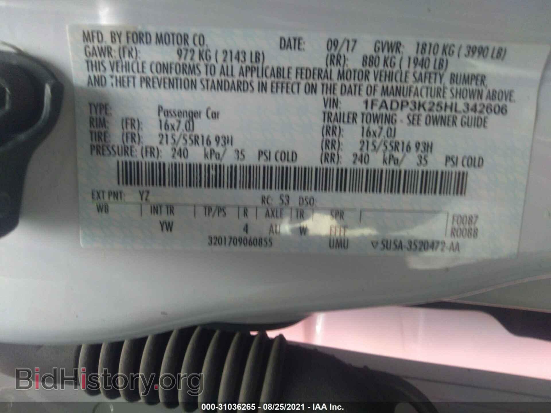 2017 FORD FOCUS - VIN: 1FADP3K25HL342606 - Фото 9