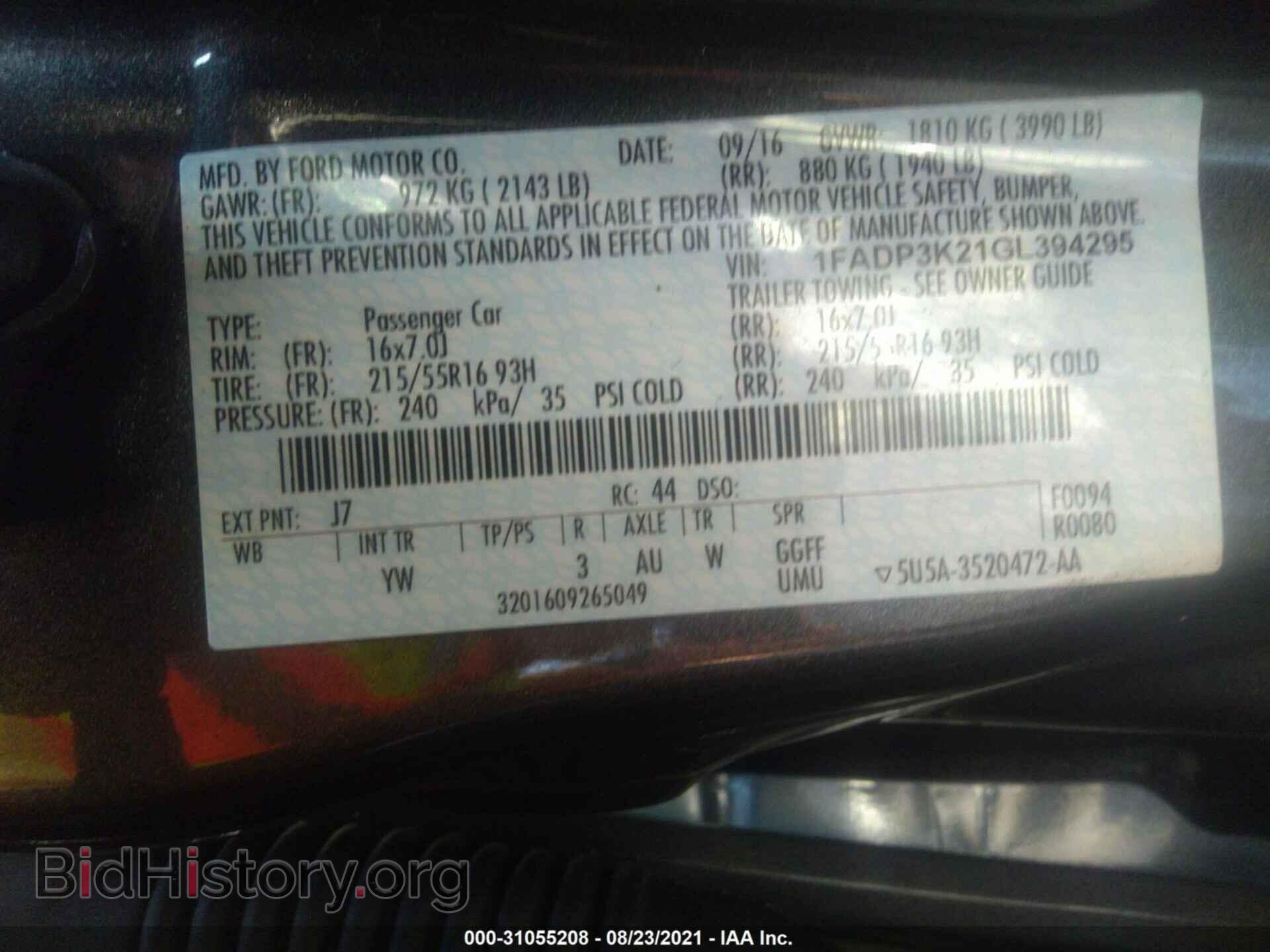 2016 FORD FOCUS - VIN: 1FADP3K21GL394295 - Фото 9