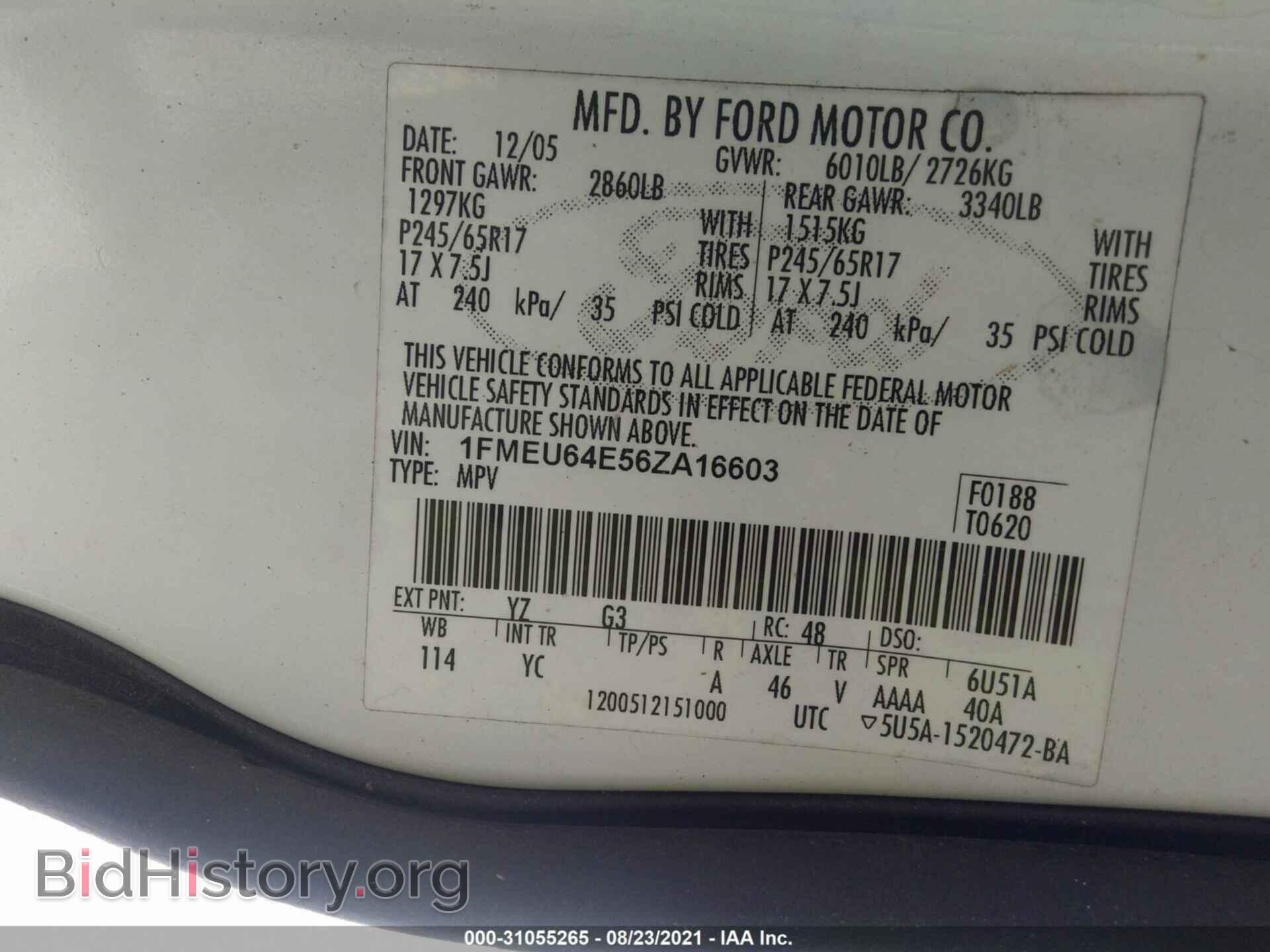 2006 FORD EXPLORER - VIN: 1FMEU64E56ZA16603 - Фото 9