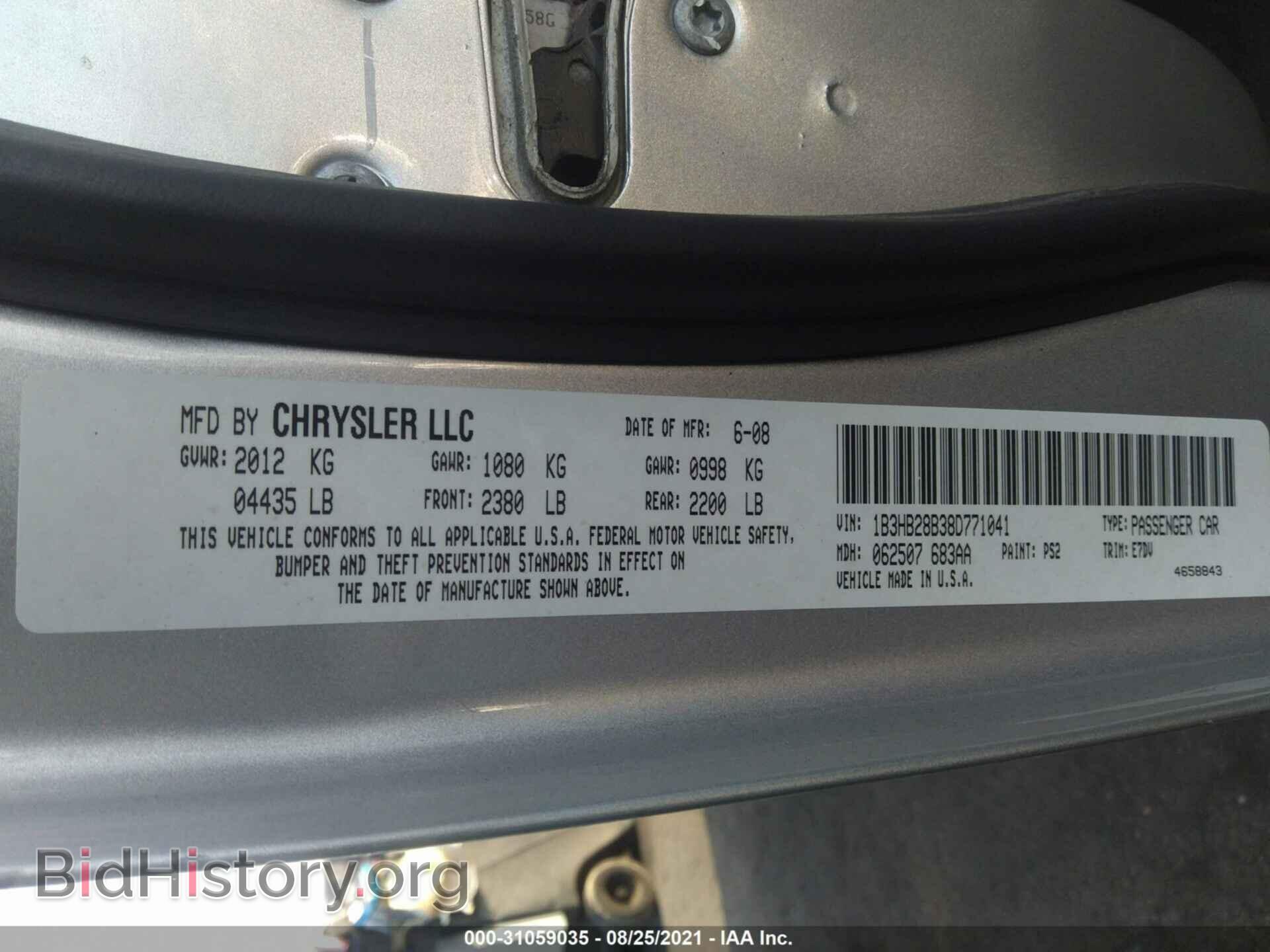 2008 DODGE CALIBER - VIN: 1B3HB28B38D771041 - Photo 9
