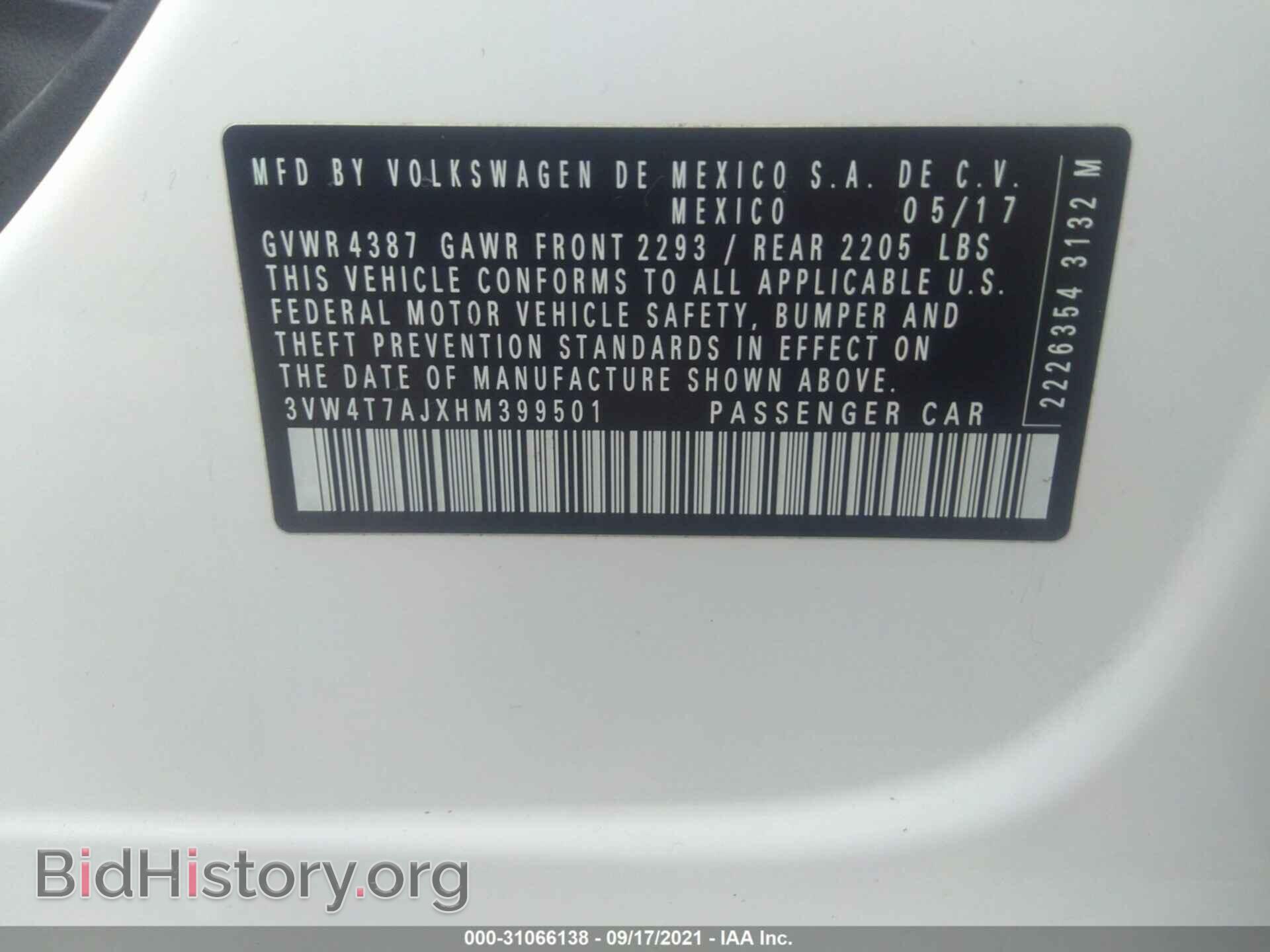 2017 VOLKSWAGEN JETTA - VIN: 3VW4T7AJXHM399501 - Фото 9
