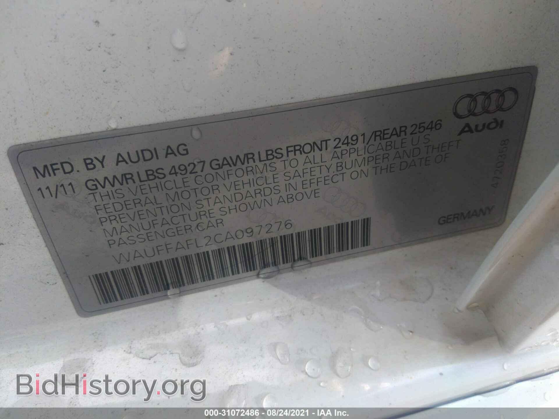 2012 AUDI A4 - VIN: WAUFFAFL2CA097276 - Photo 9