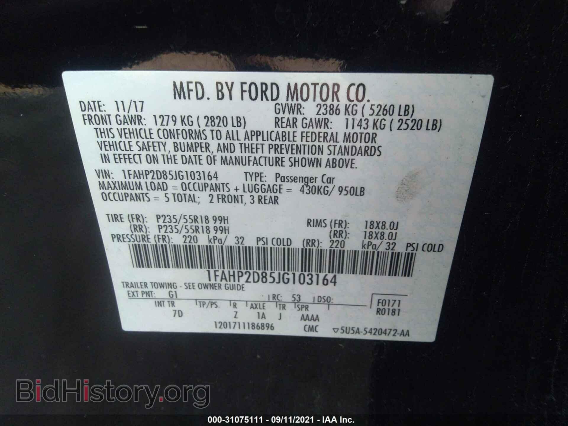 2018 FORD TAURUS - VIN: 1FAHP2D85JG103164 - Photo 9