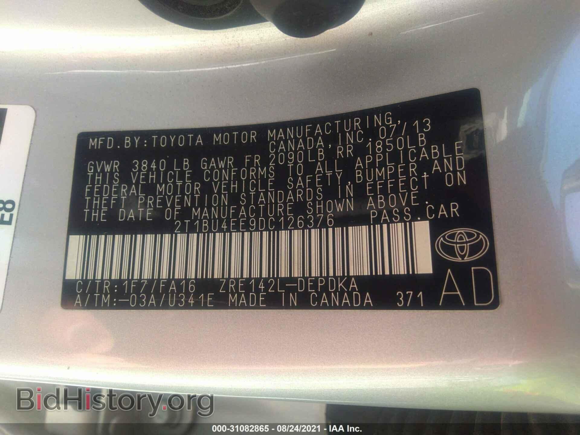 2013 TOYOTA COROLLA - VIN: 2T1BU4EE9DC126376 - Photo 9