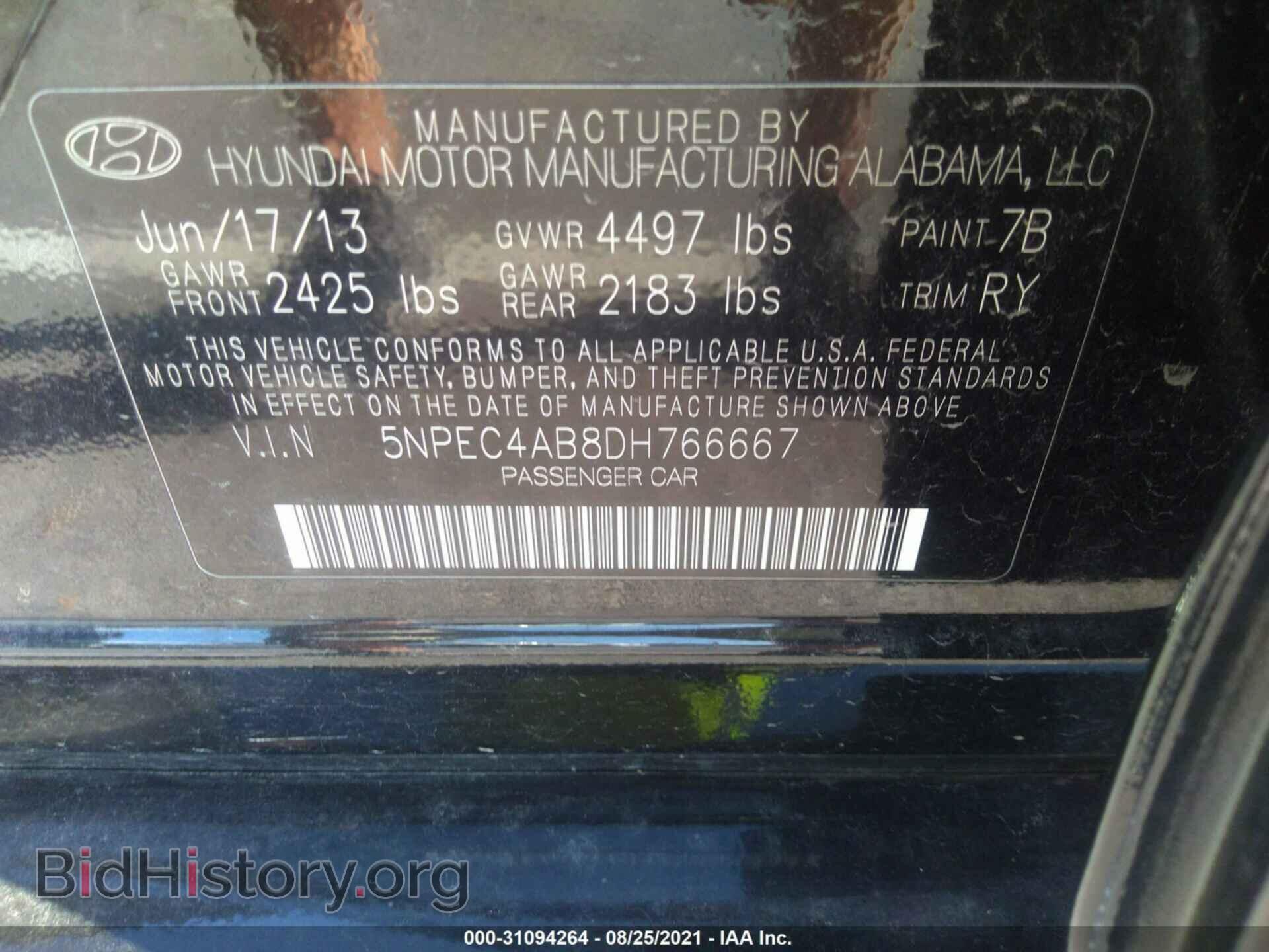 2013 HYUNDAI SONATA - VIN: 5NPEC4AB8DH766667 - Фото 9