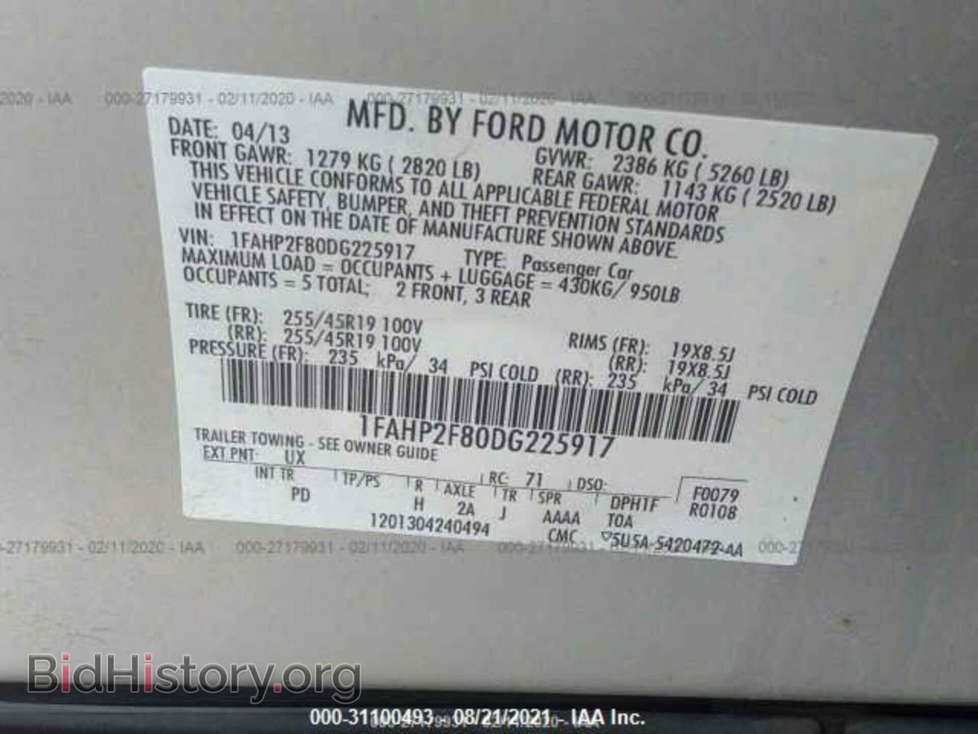 2013 FORD TAURUS - VIN: 1FAHP2F80DG225917 - Photo 9