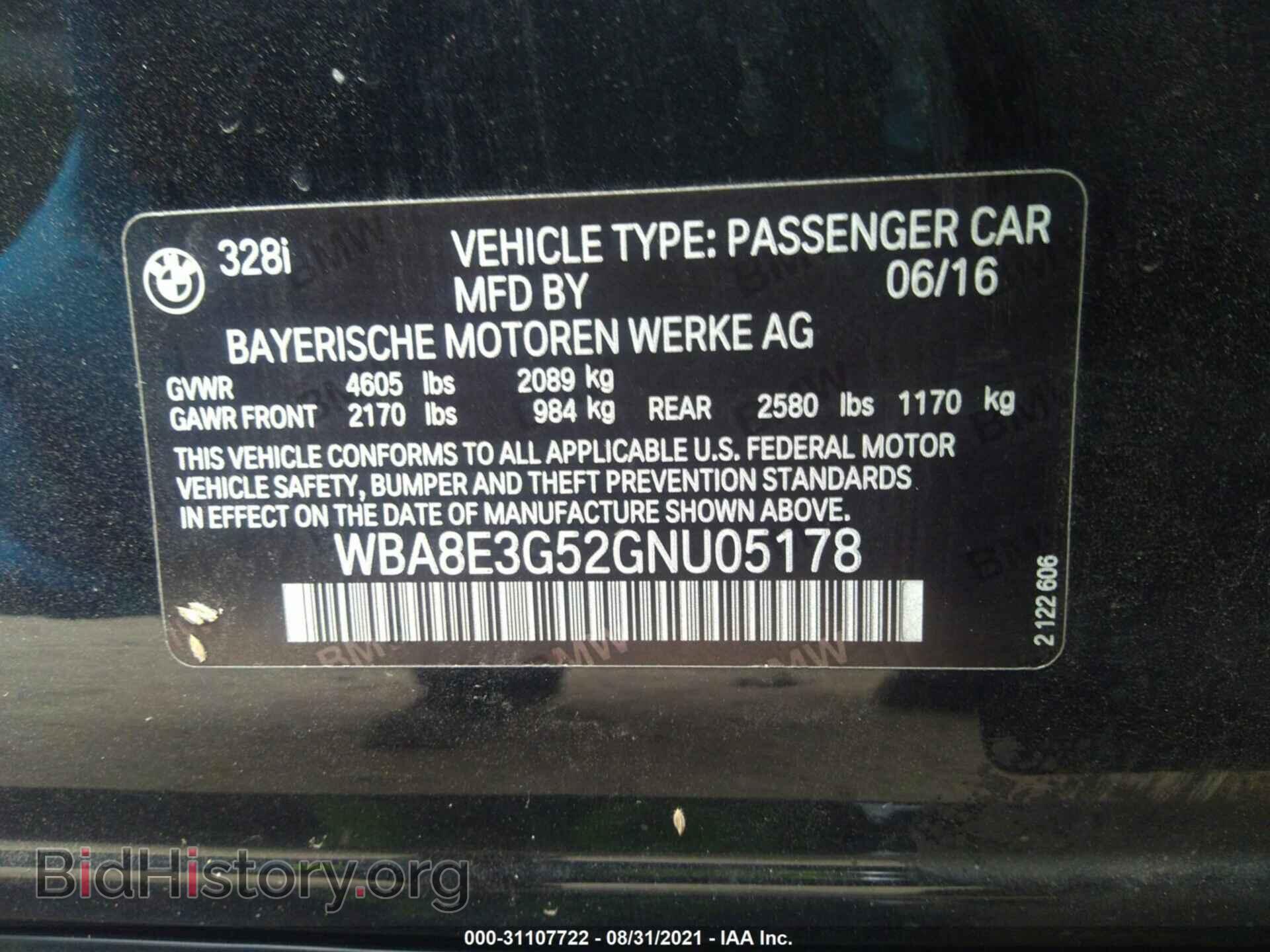 2016 BMW 3 SERIES - VIN: WBA8E3G52GNU05178 - Фото 9