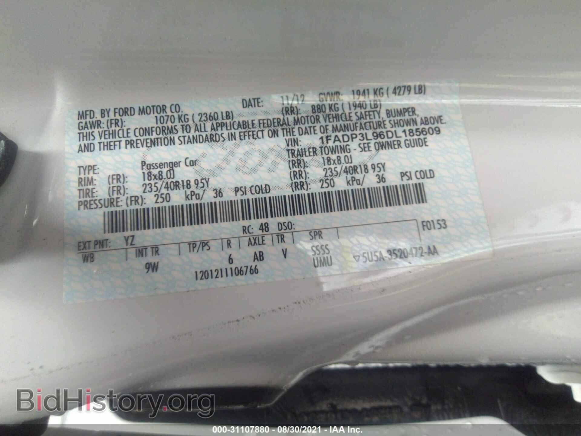 2013 FORD FOCUS - VIN: 1FADP3L96DL185609 - Фото 9