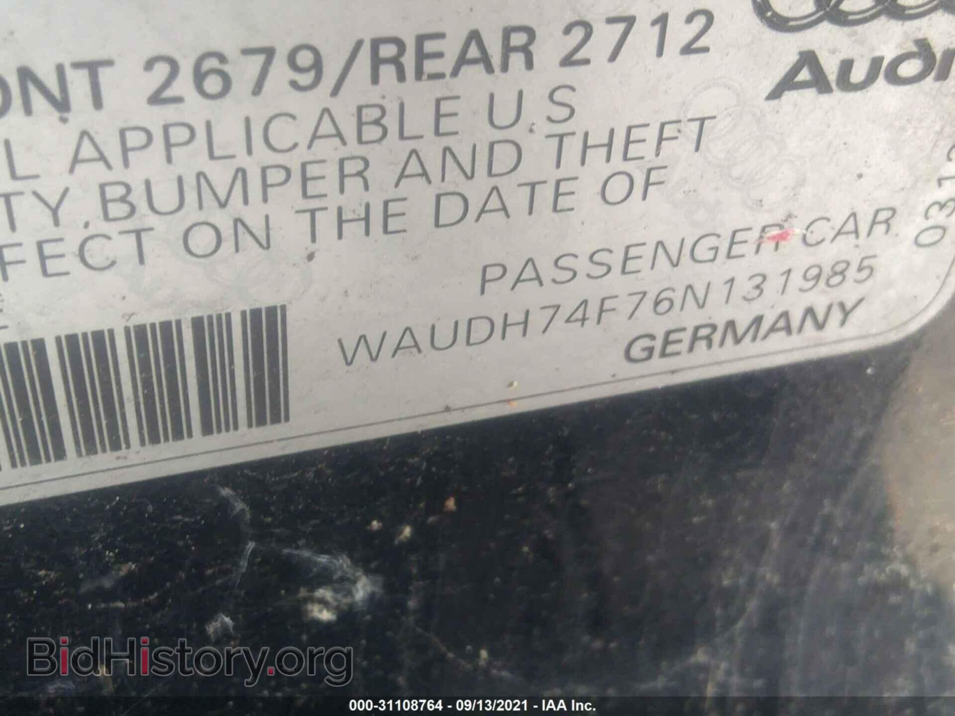 2006 AUDI A6 - VIN: WAUDH74F76N131985 - Фото 9