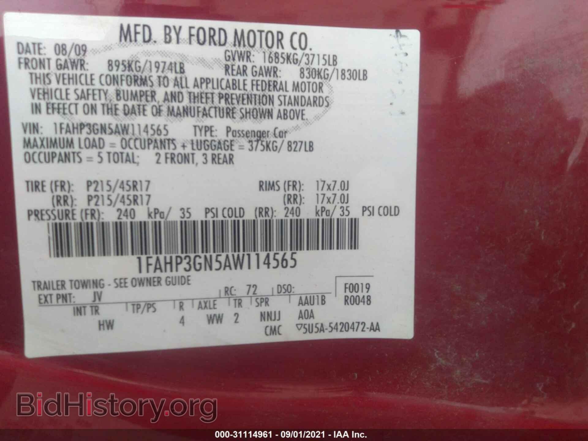 2010 FORD FOCUS - VIN: 1FAHP3GN5AW114565 - Фото 9
