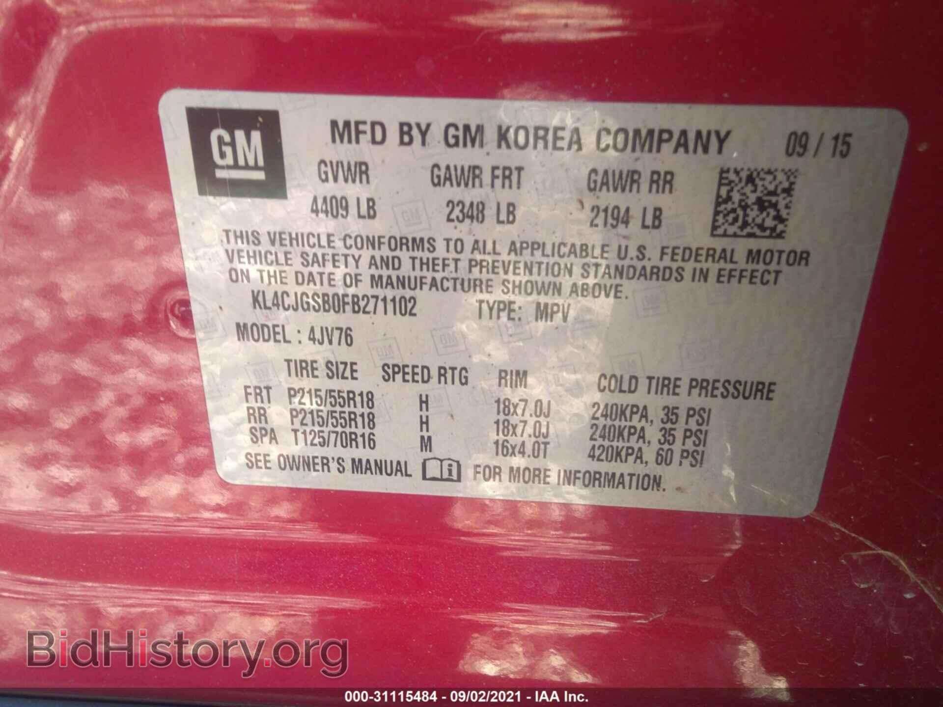 2015 BUICK ENCORE - VIN: KL4CJGSB0FB271102 - Фото 9