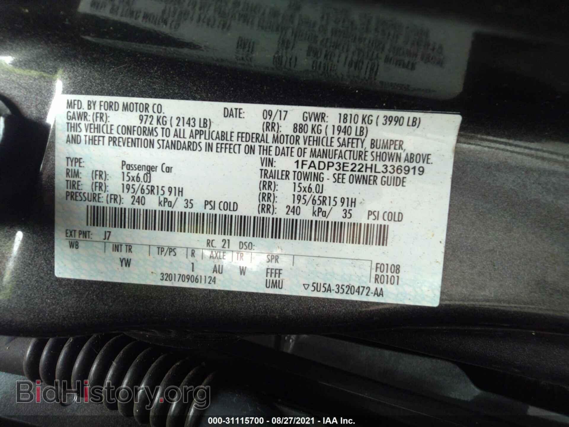 2017 FORD FOCUS - VIN: 1FADP3E22HL336919 - Фото 9