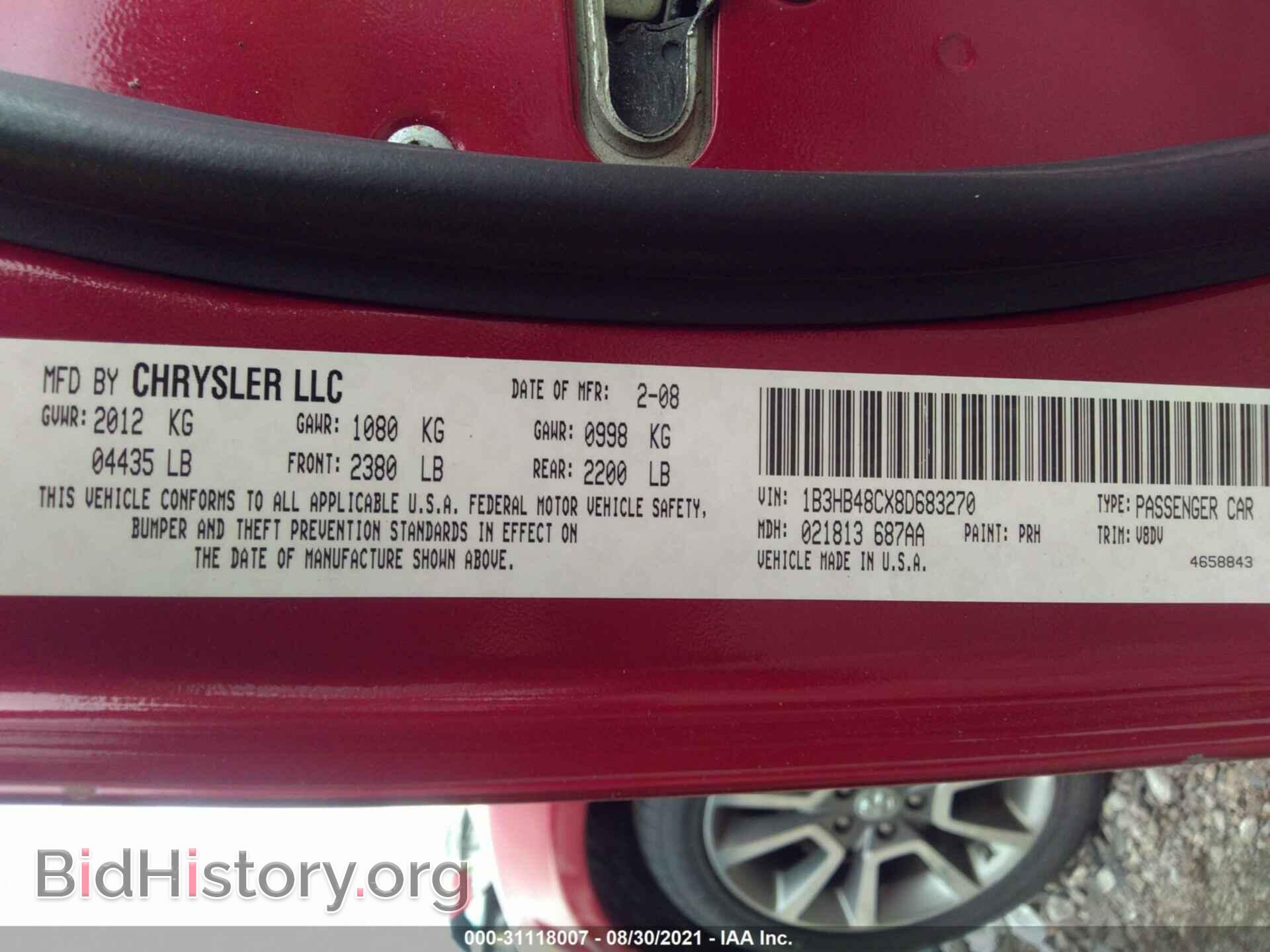 2008 DODGE CALIBER - VIN: 1B3HB48CX8D683270 - Photo 9