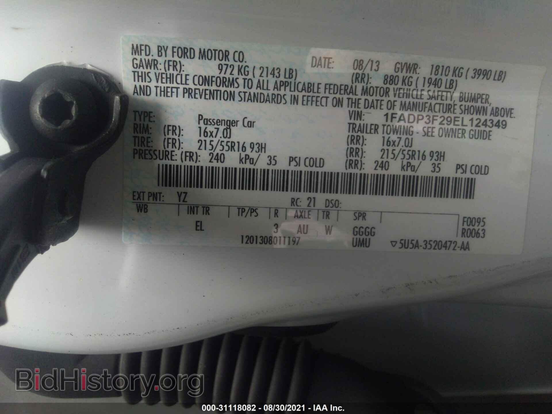 2014 FORD FOCUS - VIN: 1FADP3F29EL124349 - Фото 9