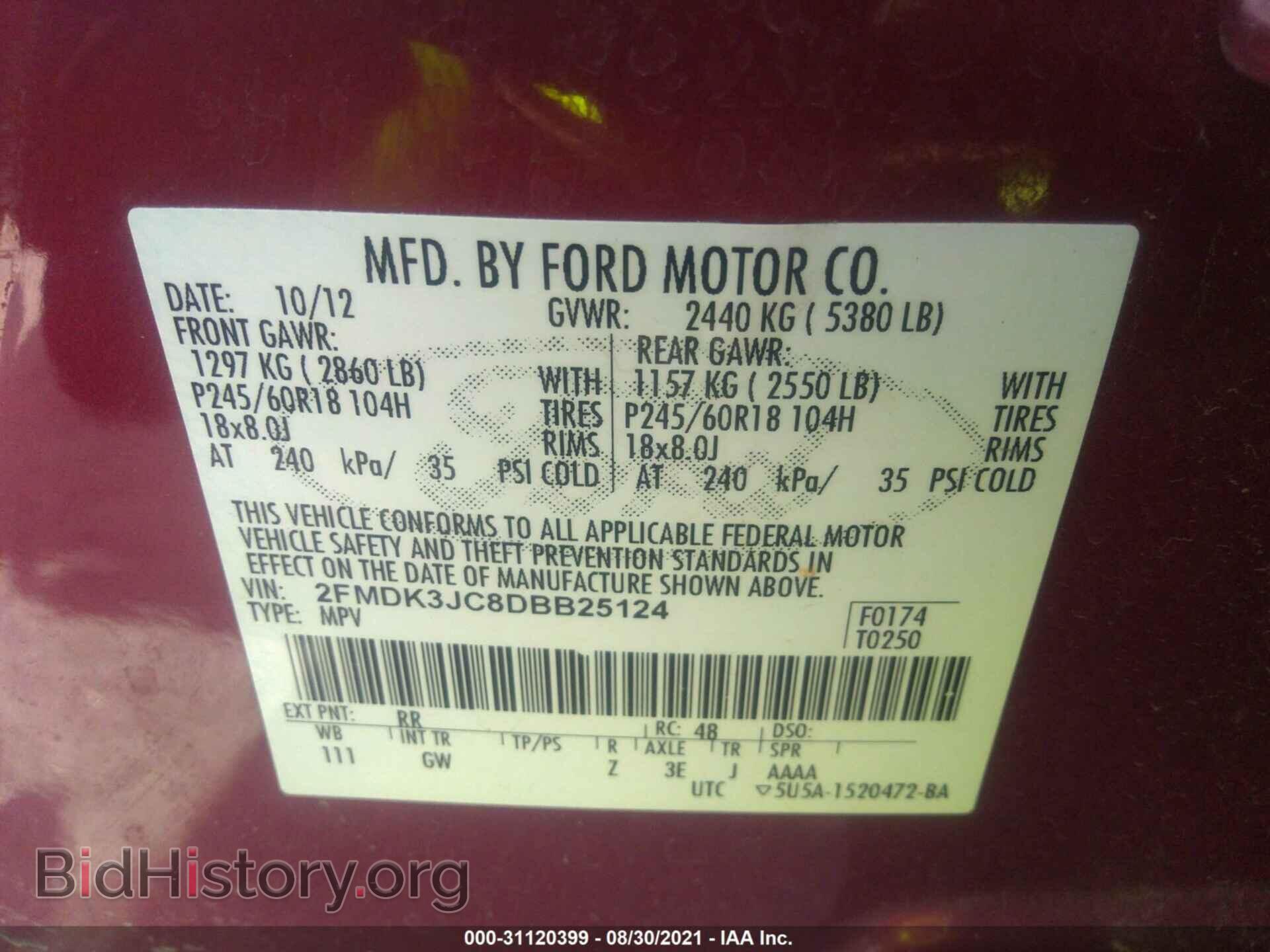 2013 FORD EDGE - VIN: 2FMDK3JC8DBB25124 - Photo 9