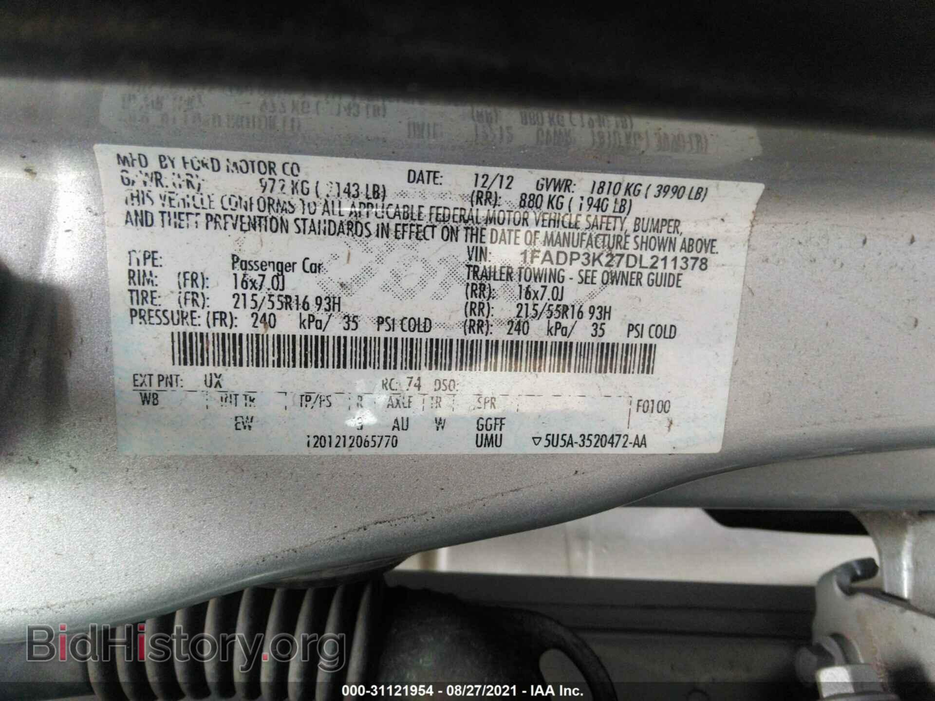2013 FORD FOCUS - VIN: 1FADP3K27DL211378 - Фото 9
