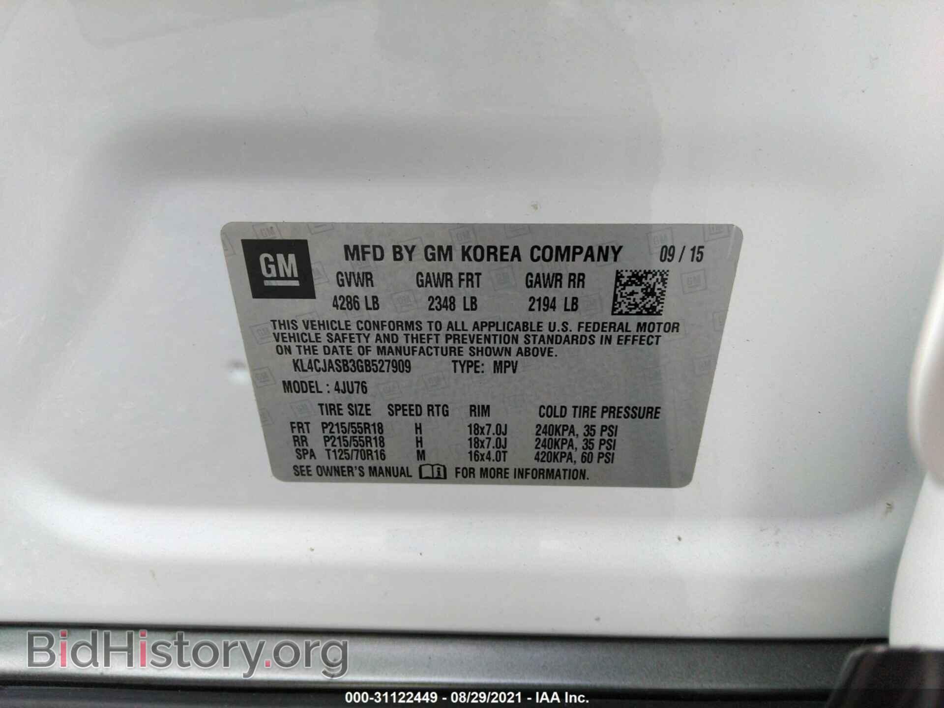 2016 BUICK ENCORE - VIN: KL4CJASB3GB527909 - Фото 9