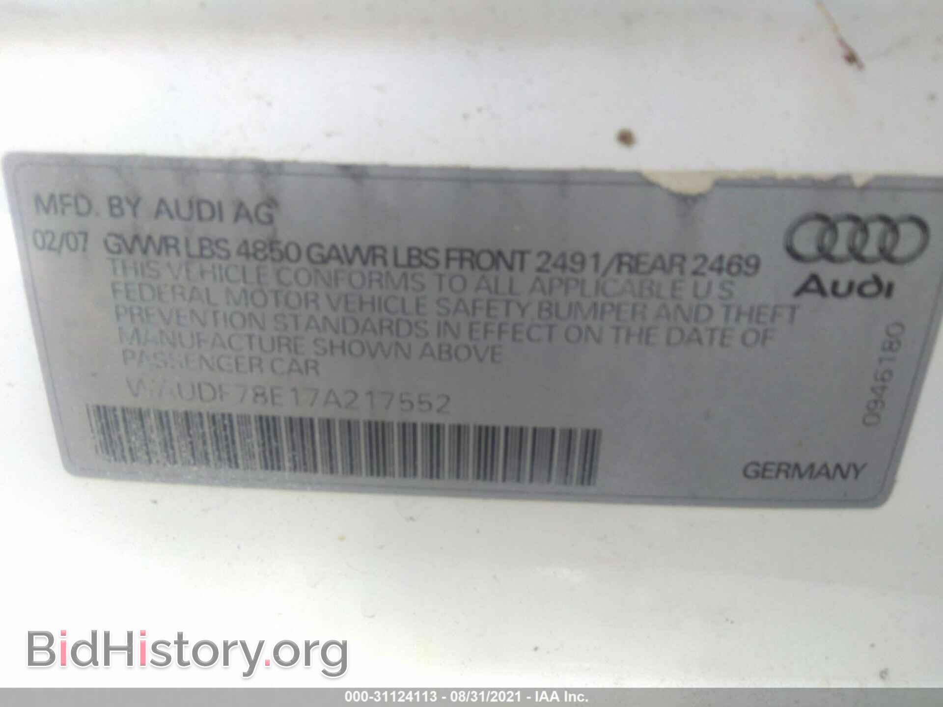 2007 AUDI A4 - VIN: WAUDF78E17A217552 - Photo 9