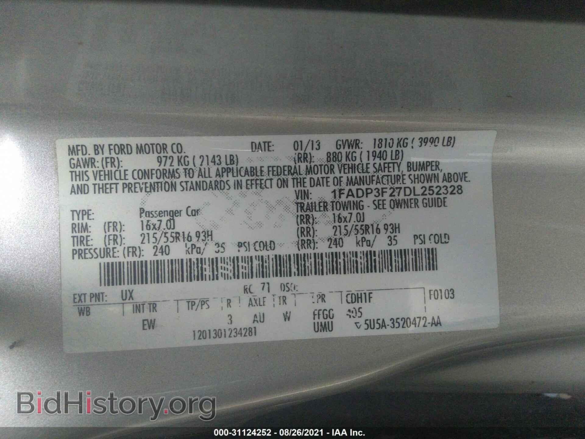 2013 FORD FOCUS - VIN: 1FADP3F27DL252328 - Фото 9