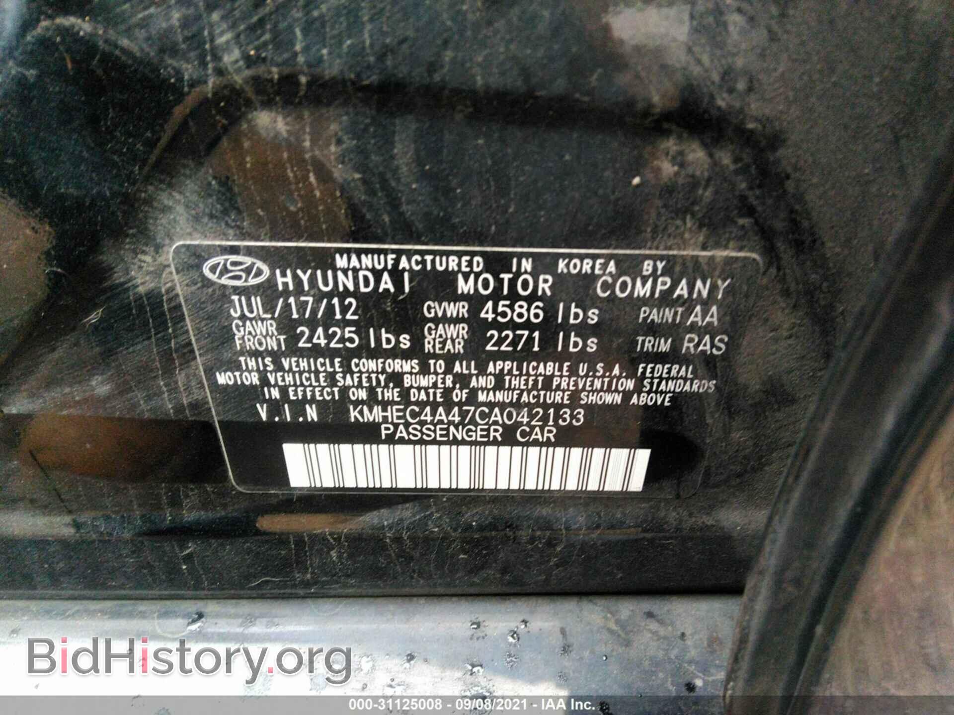 2012 HYUNDAI SONATA - VIN: KMHEC4A47CA042133 - Фото 9