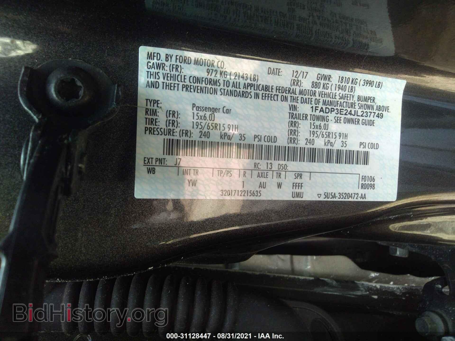 2018 FORD FOCUS - VIN: 1FADP3E24JL237749 - Photo 9