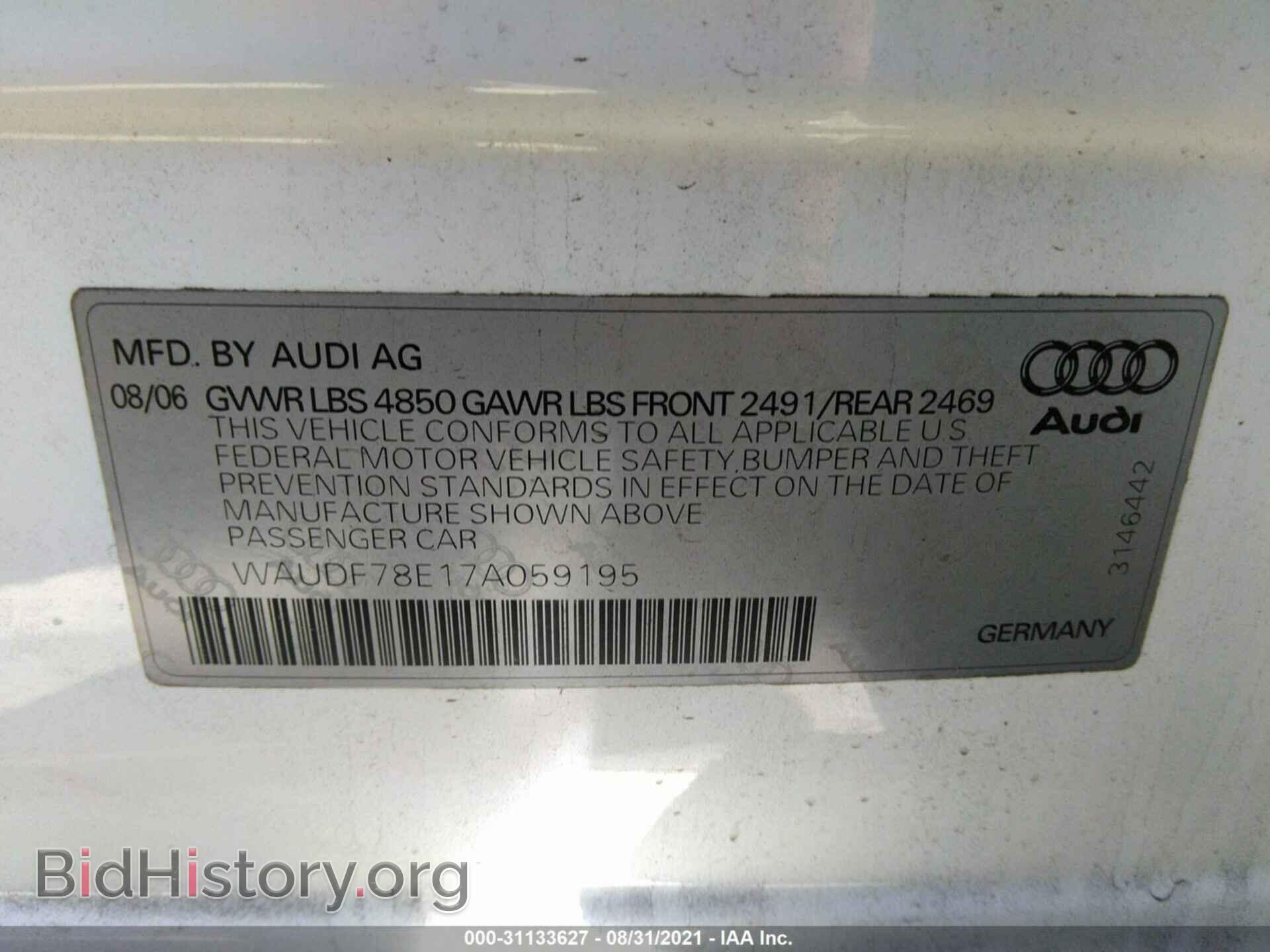 2007 AUDI A4 - VIN: WAUDF78E17A059195 - Photo 9
