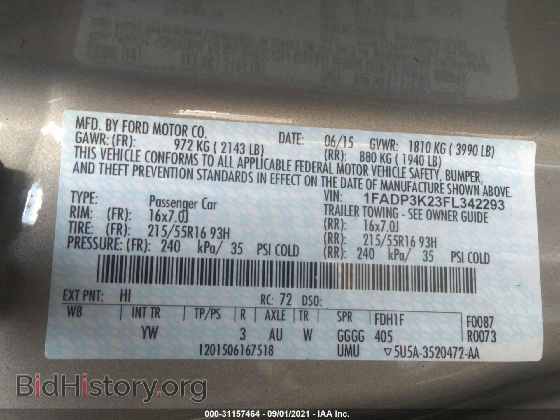 2015 FORD FOCUS - VIN: 1FADP3K23FL342293 - Фото 9
