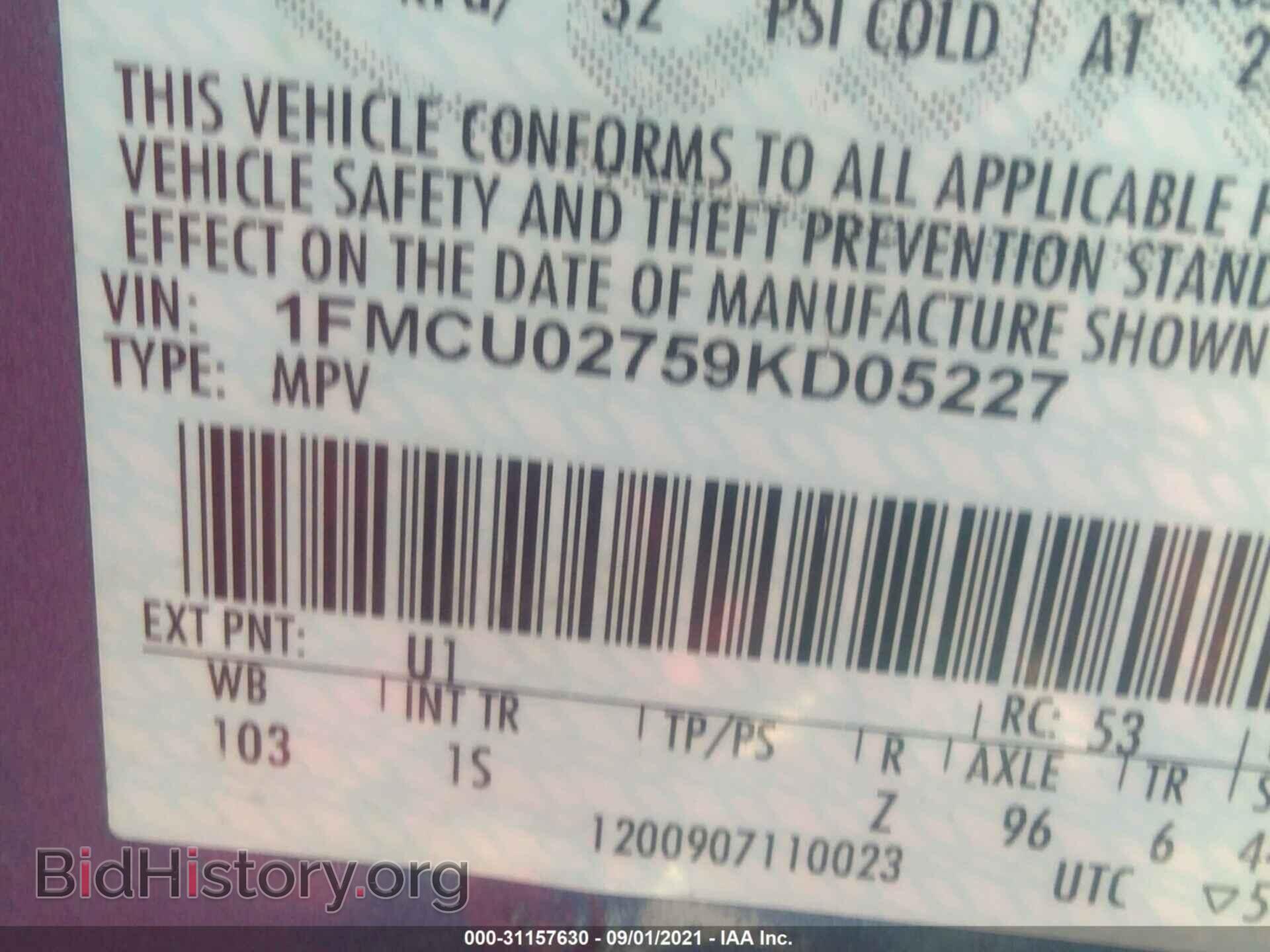 2009 FORD ESCAPE - VIN: 1FMCU02759KD05227 - Photo 9