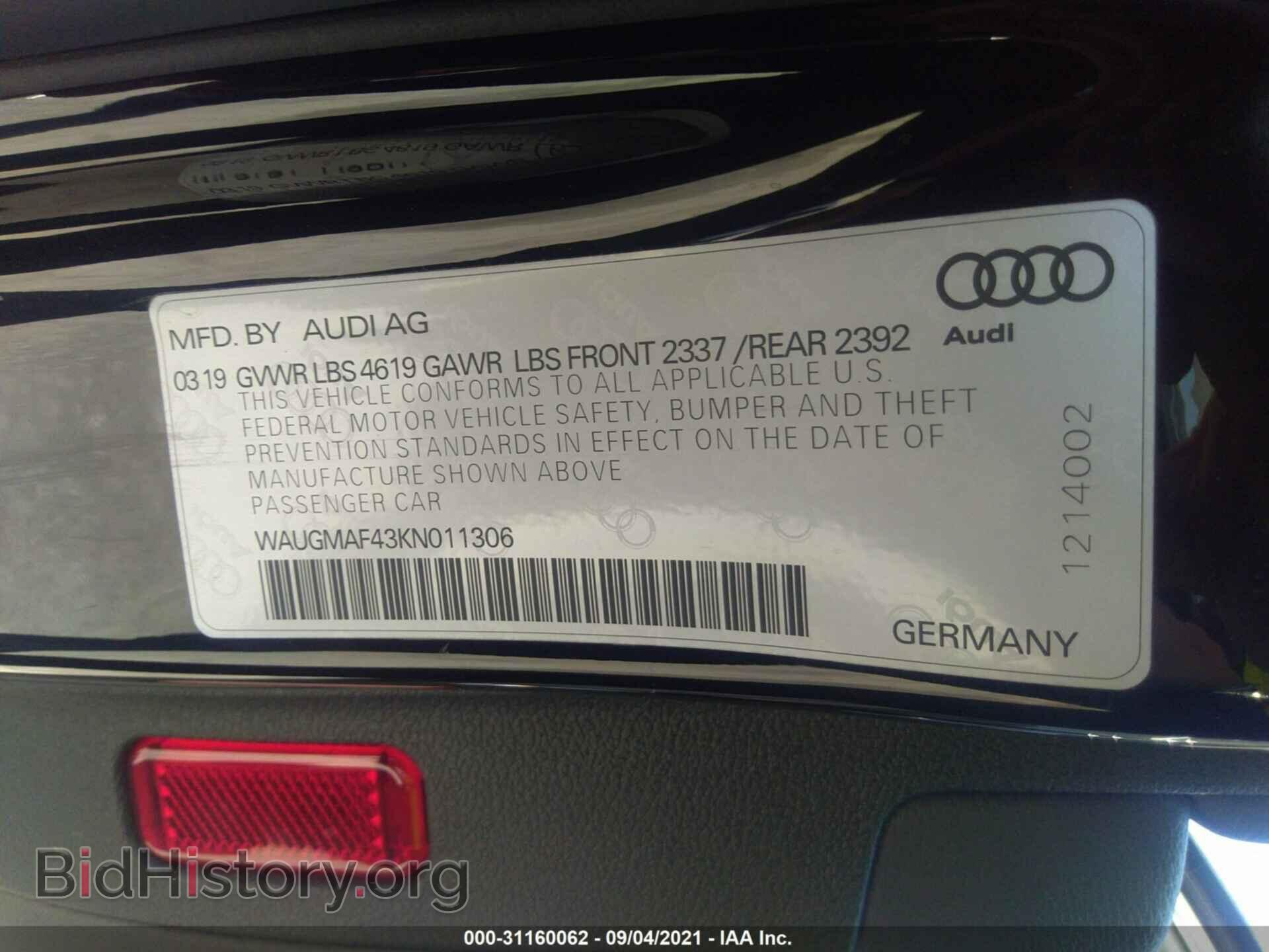 2019 AUDI A4 - VIN: WAUGMAF43KN011306 - Фото 9