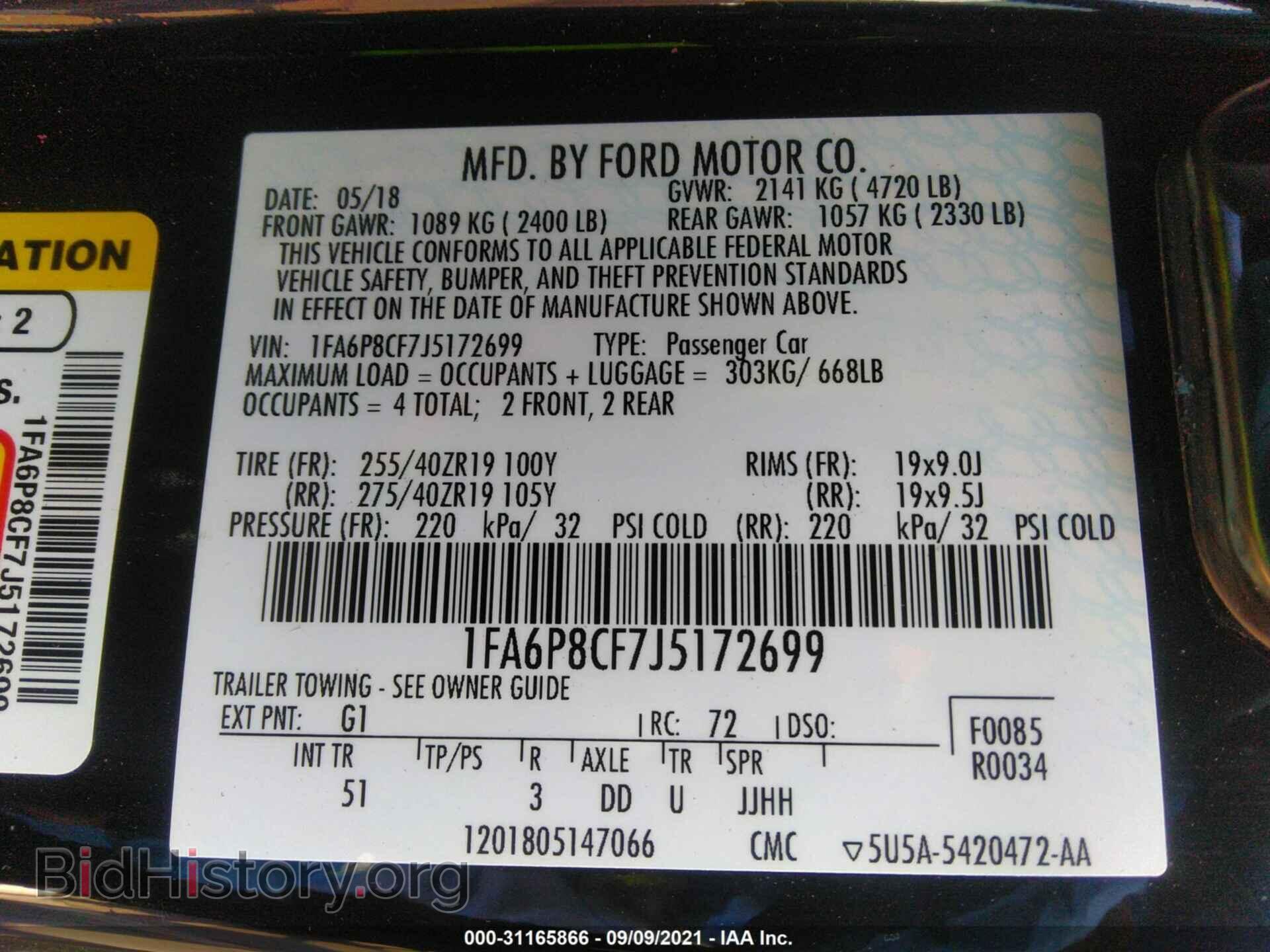 2018 FORD MUSTANG - VIN: 1FA6P8CF7J5172699 - Фото 9