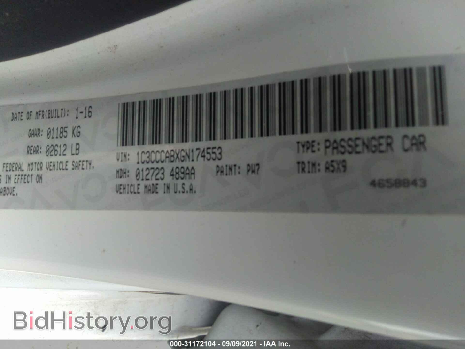 2016 CHRYSLER 200 - VIN: 1C3CCCABXGN174553 - Фото 9