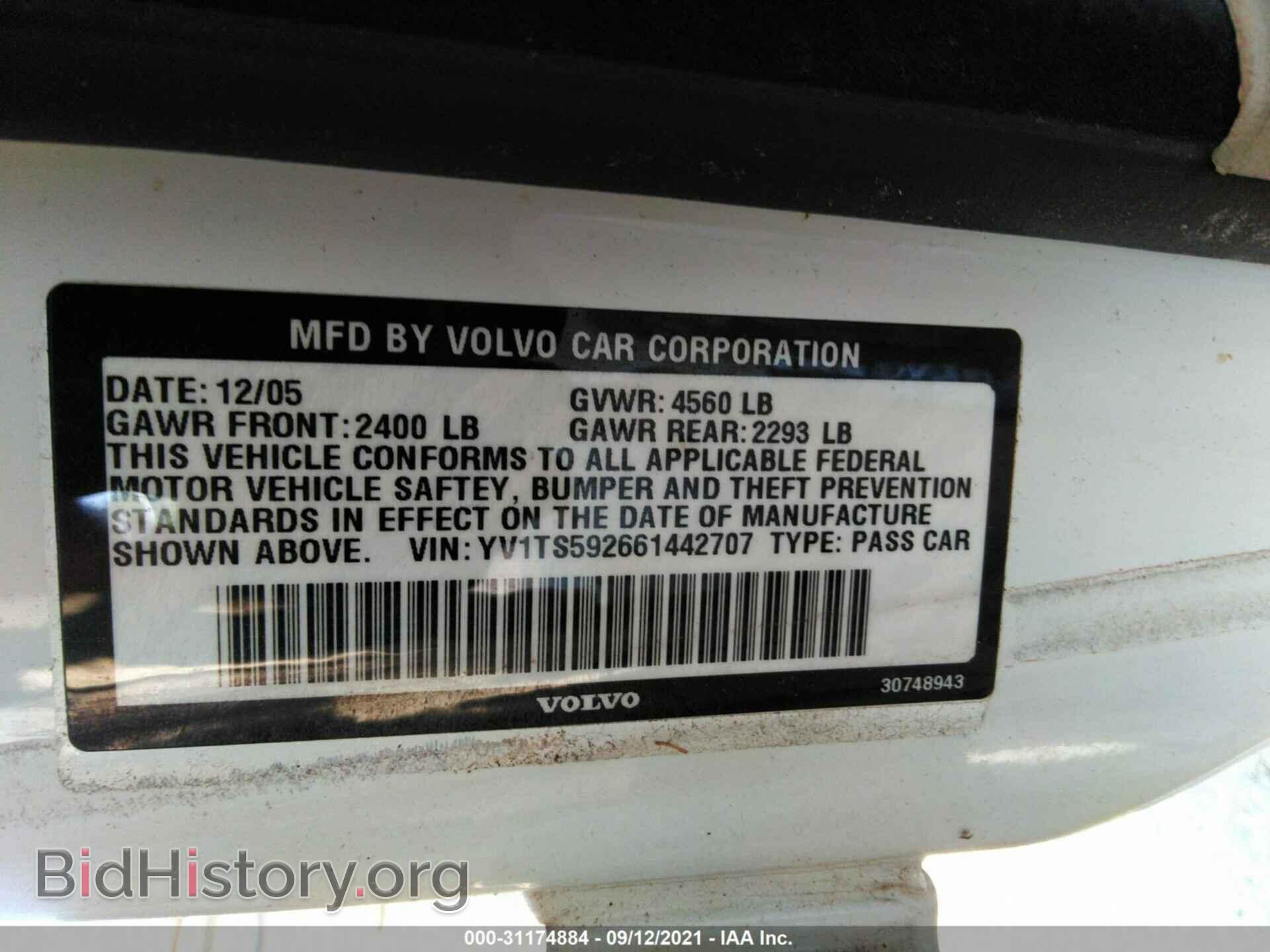 2006 VOLVO S80 - VIN: YV1TS592661442707 - Фото 9