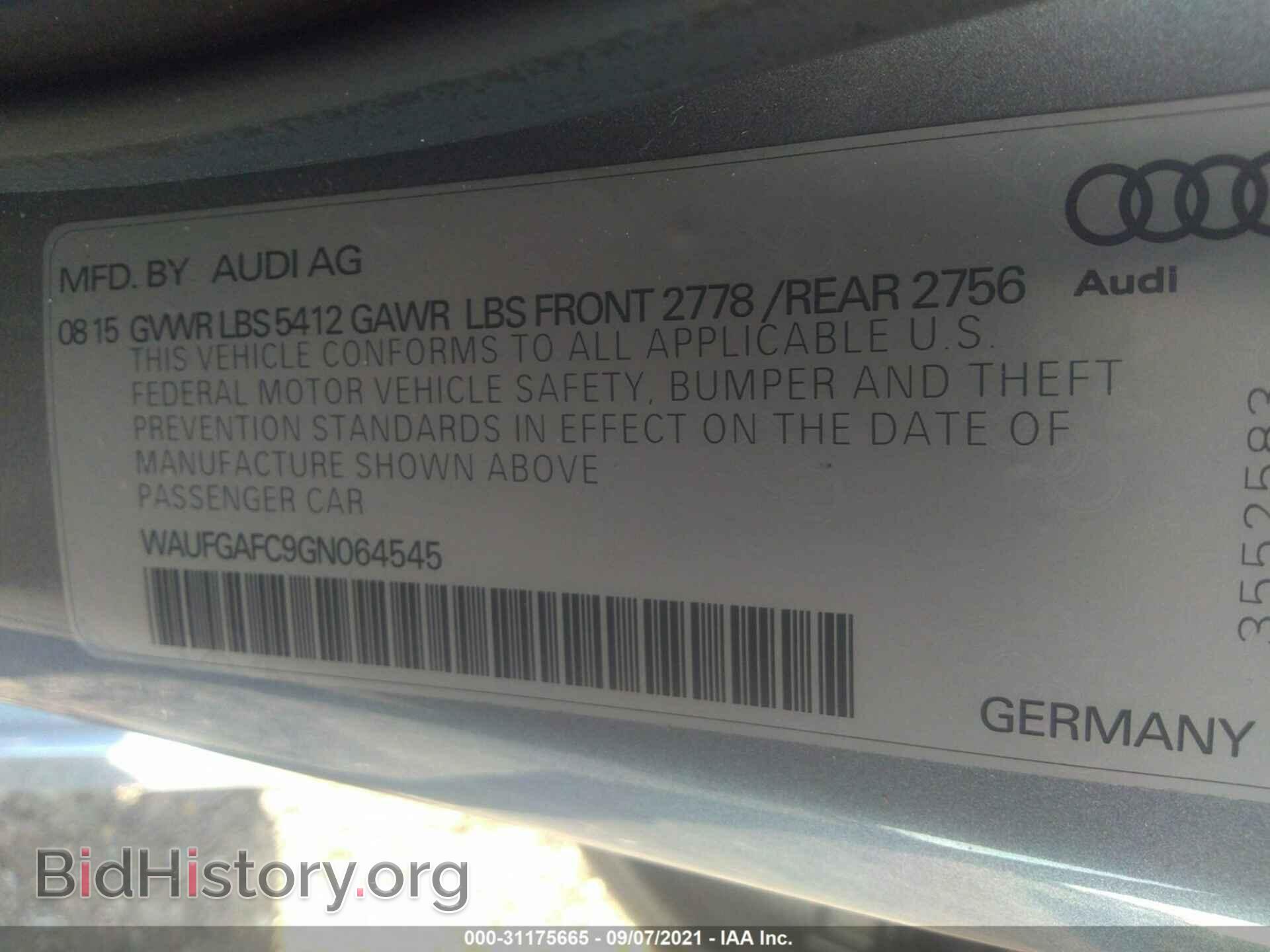 2016 AUDI A6 - VIN: WAUFGAFC9GN064545 - Фото 9