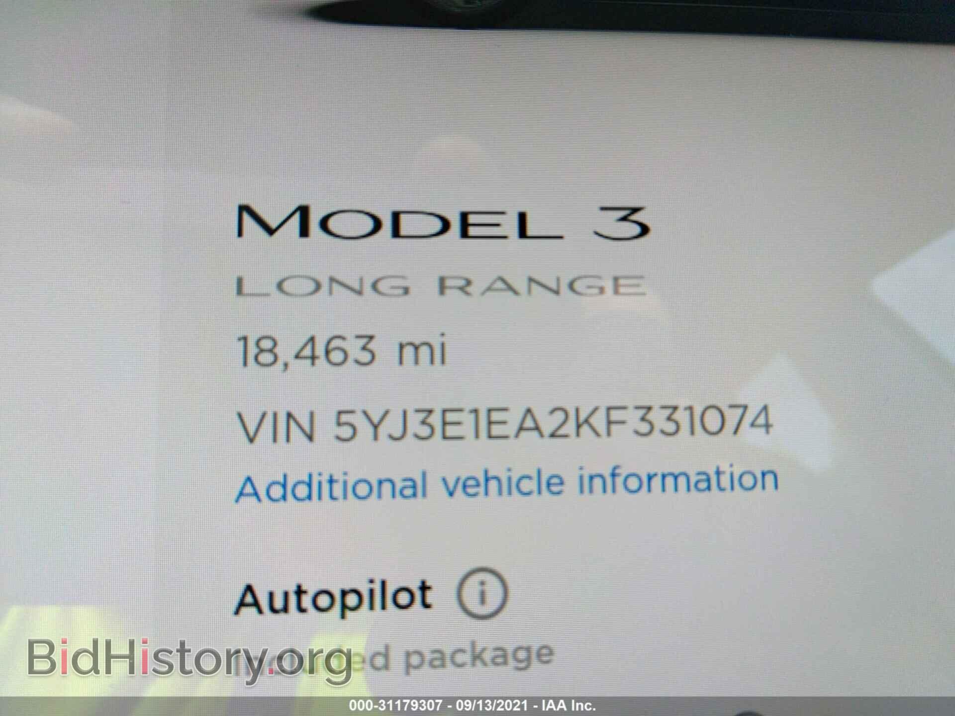 2019 TESLA MODEL 3 - VIN: 5YJ3E1EA2KF331074 - Photo 7