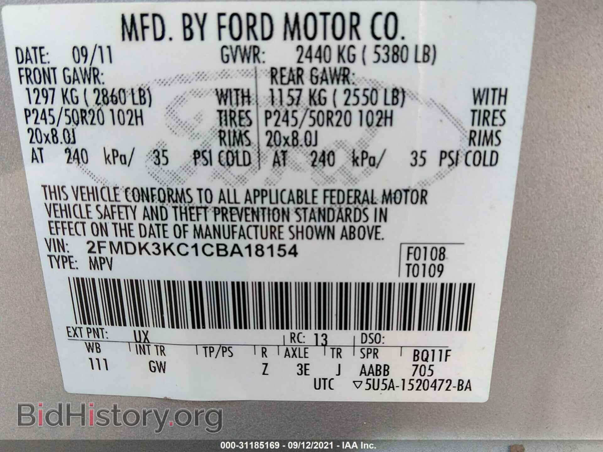 2012 FORD EDGE - VIN: 2FMDK3KC1CBA18154 - Photo 9