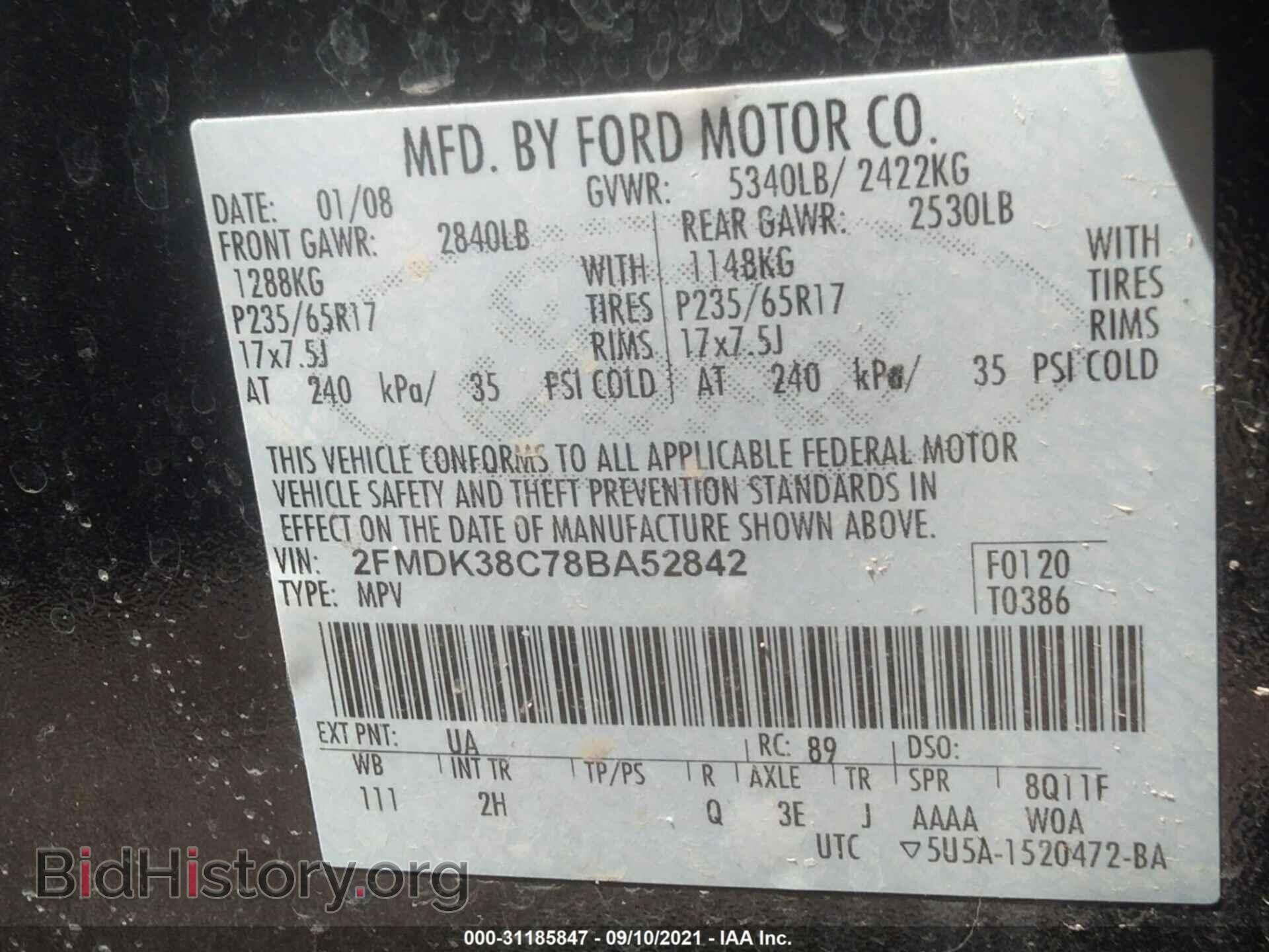 2008 FORD EDGE - VIN: 2FMDK38C78BA52842 - Photo 9