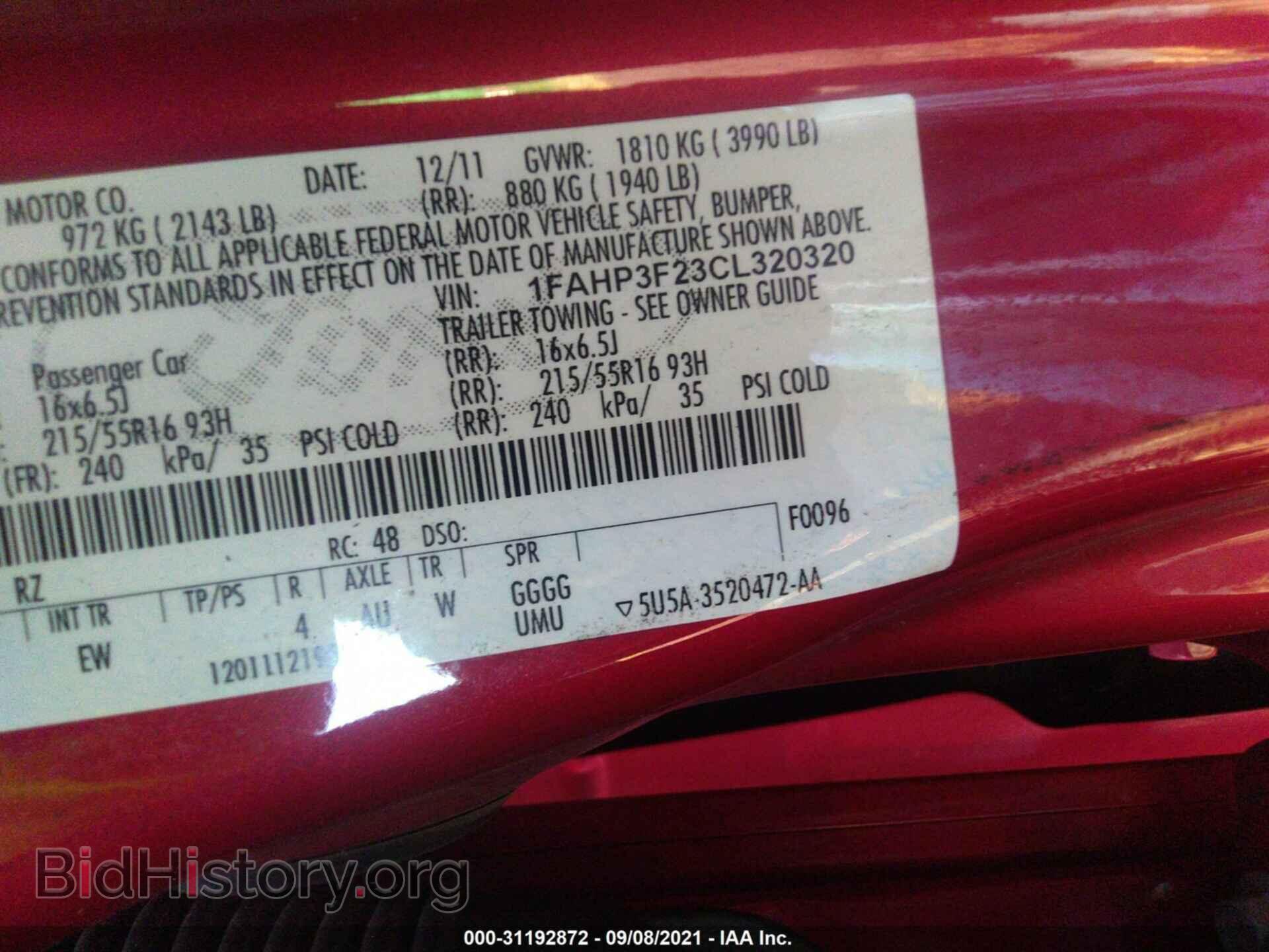 2012 FORD FOCUS - VIN: 1FAHP3F23CL320320 - Фото 9