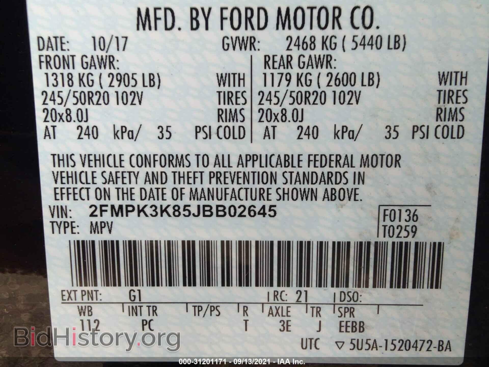2018 FORD EDGE - VIN: 2FMPK3K85JBB02645 - Photo 9