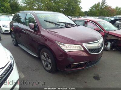 2014 Acura MDX, burgundy — VIN 5FRYD4H2XEB024124, IAAI