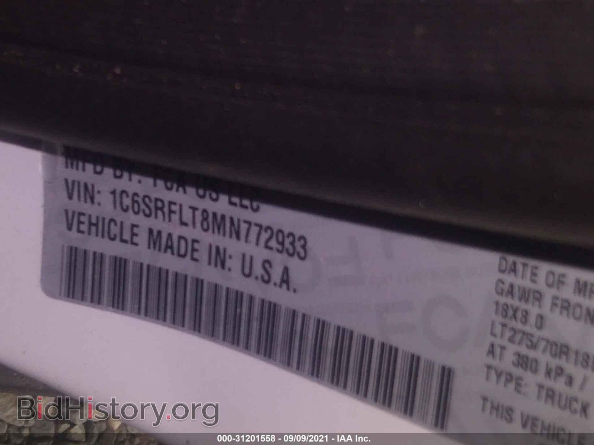 2021 RAM 1500 - VIN: 1C6SRFLT8MN772933 - Фото 9