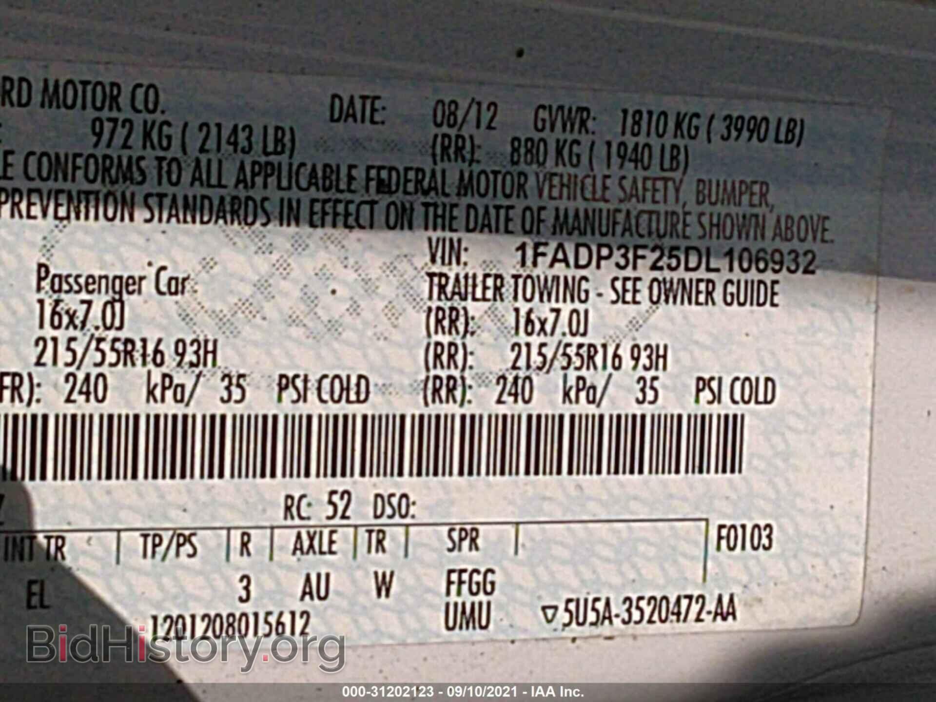 2013 FORD FOCUS - VIN: 1FADP3F25DL106932 - Фото 9