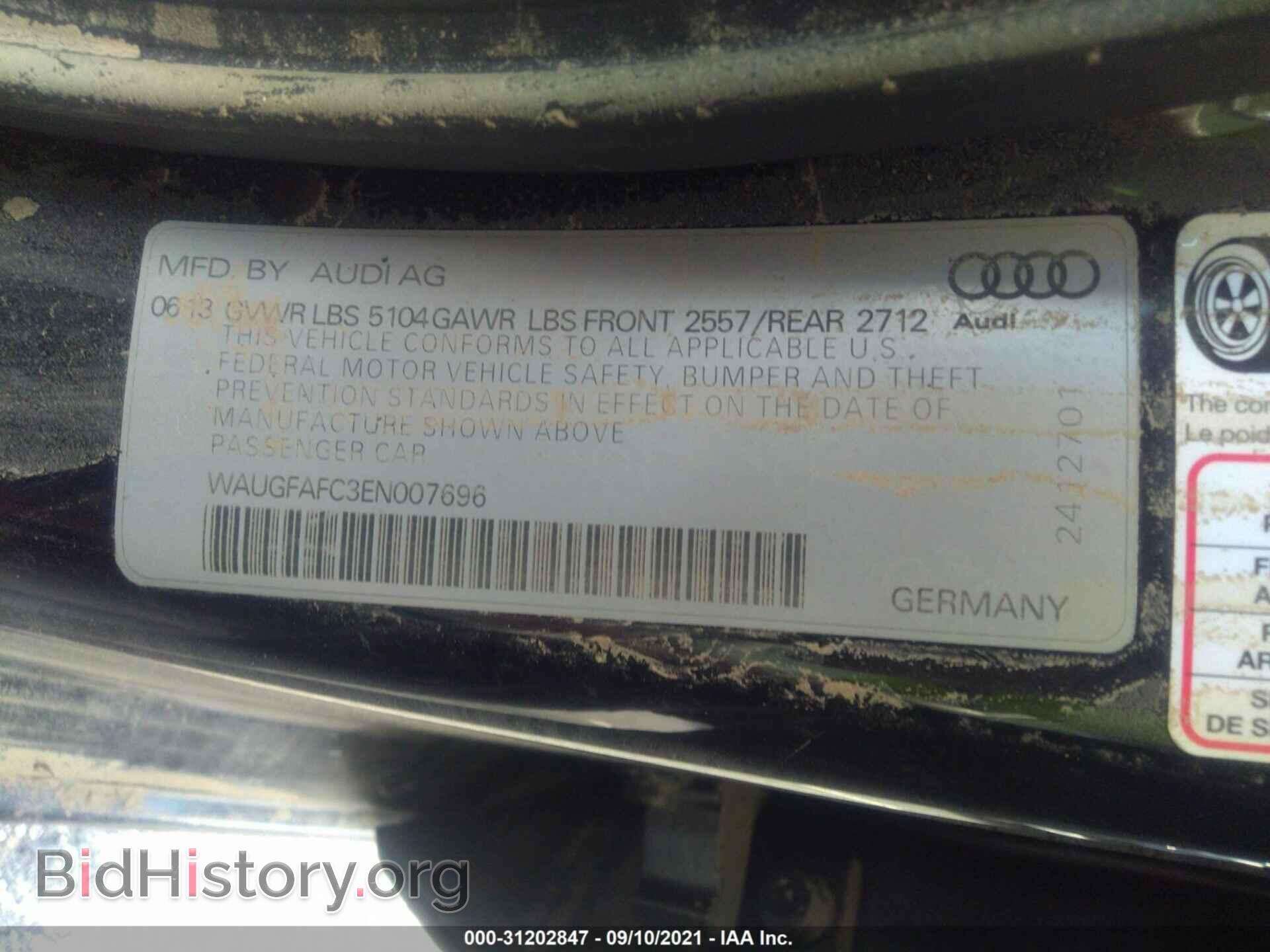 2014 AUDI A6 - VIN: WAUGFAFC3EN007696 - Фото 9