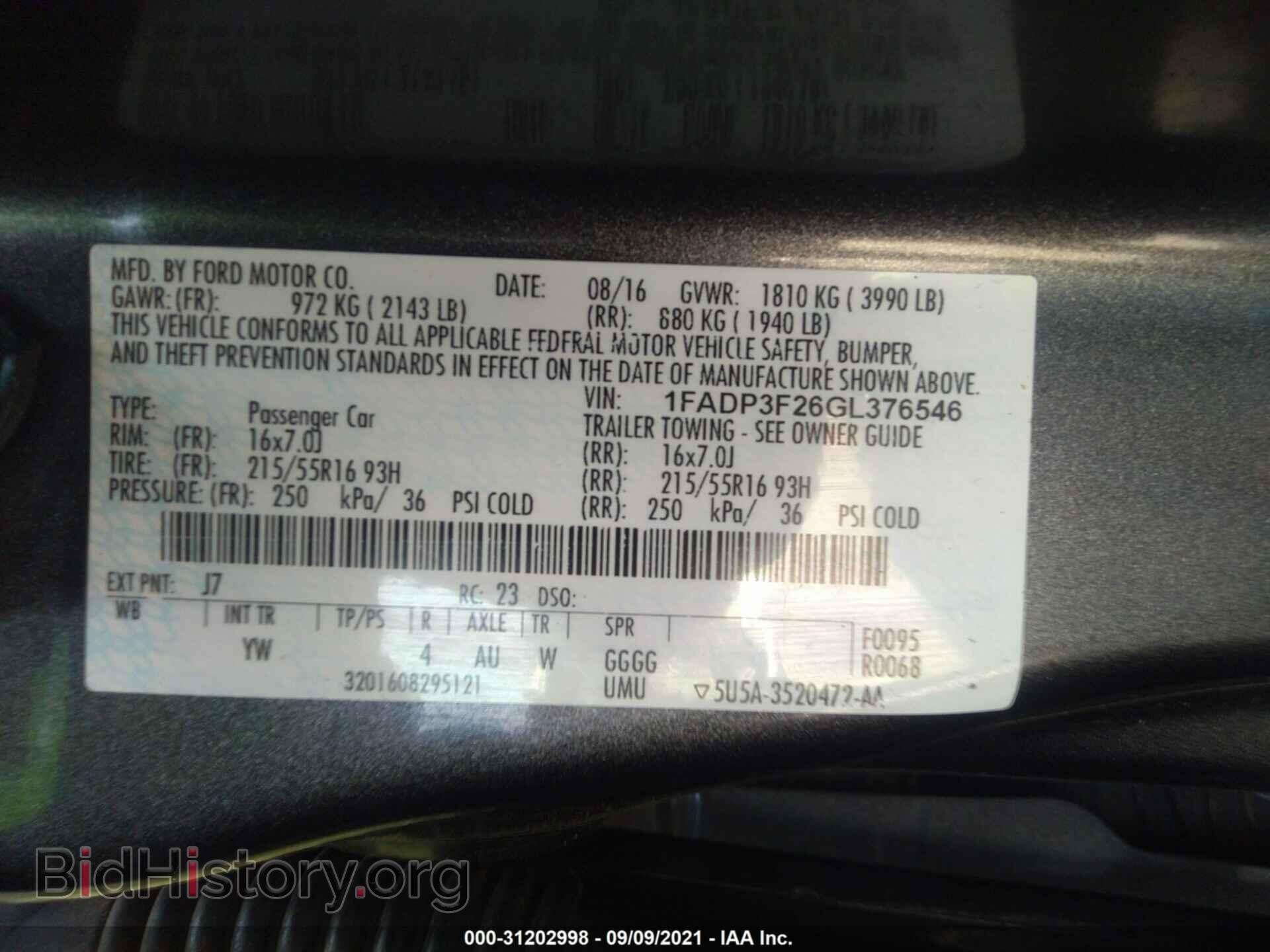 2016 FORD FOCUS - VIN: 1FADP3F26GL376546 - Фото 9