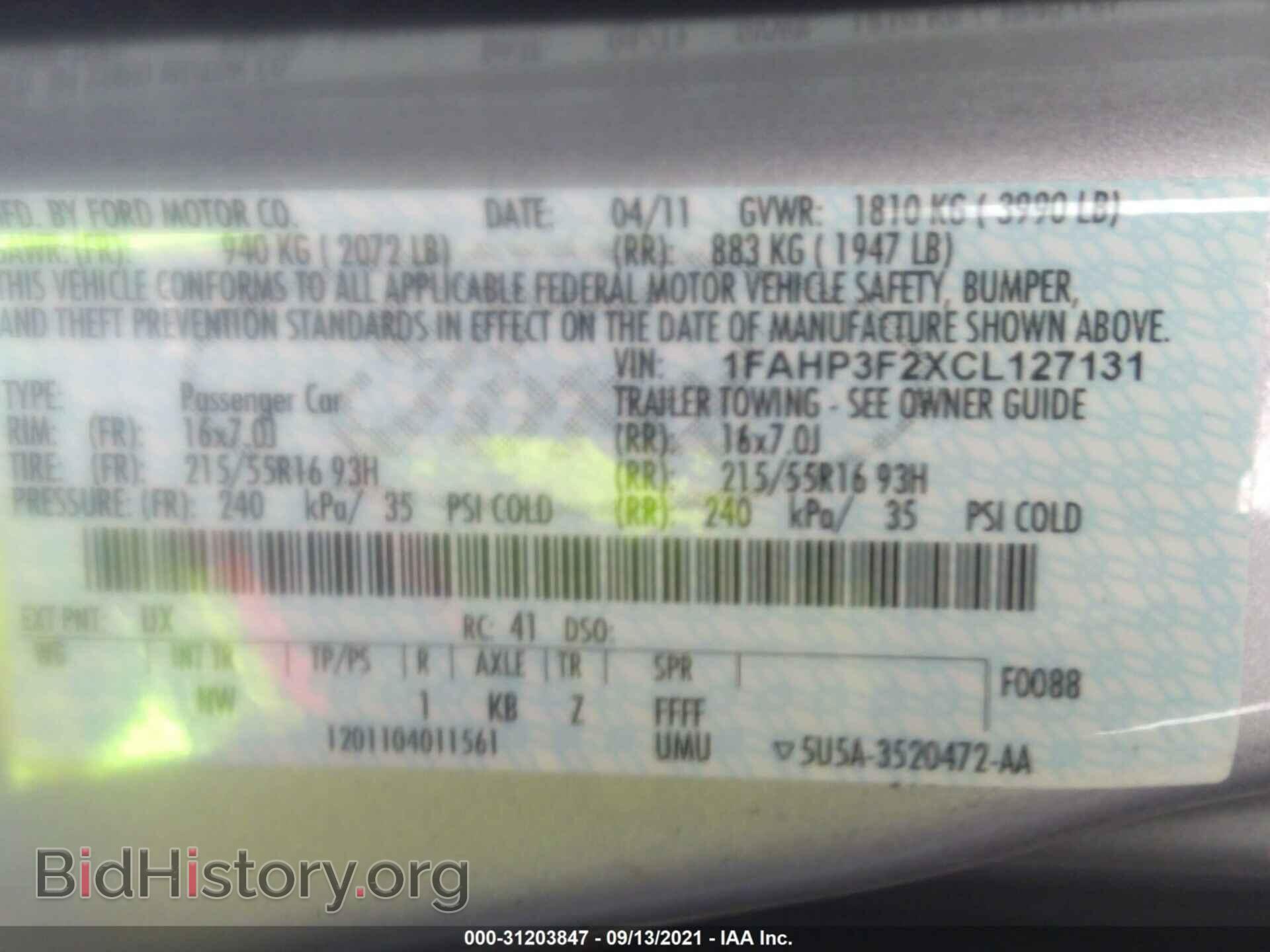 2012 FORD FOCUS - VIN: 1FAHP3F2XCL127131 - Фото 9